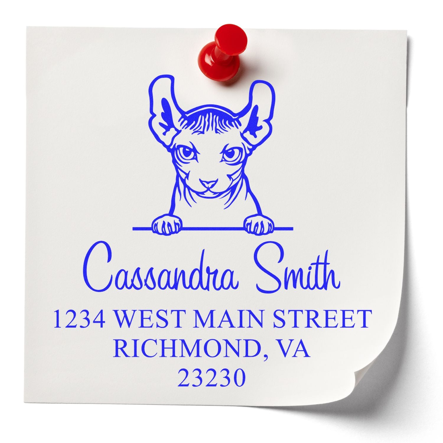 Pre-Inked Dwelf Cat Personalized Large Return Address Stamp - Engineer Seal Stamps