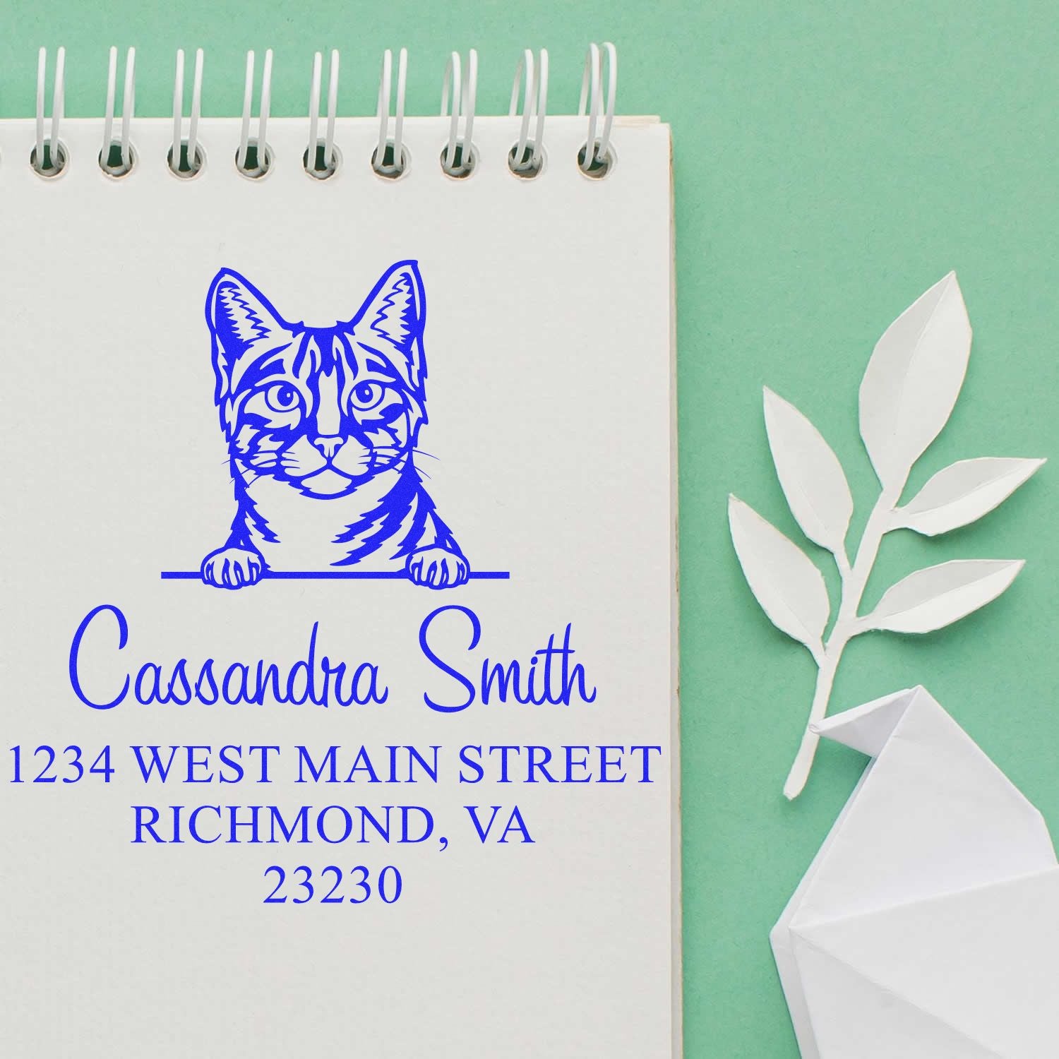 Wood Handle Egyptian Mau Cat Home Address Stamp For Envelopes - Engineer Seal Stamps