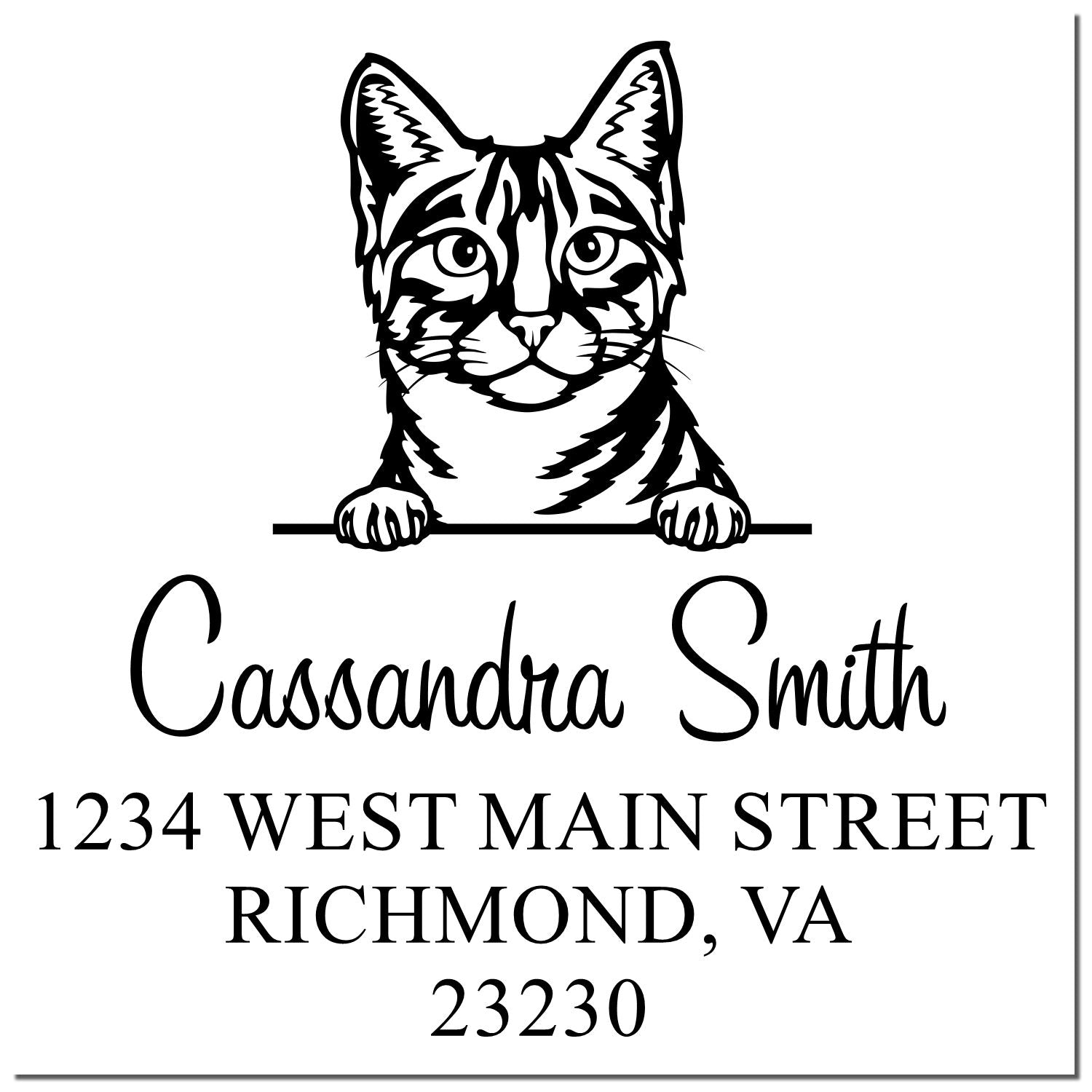 Self-Inking Egyptian Mau Cat Customized Mail Address Stamp - Engineer Seal Stamps