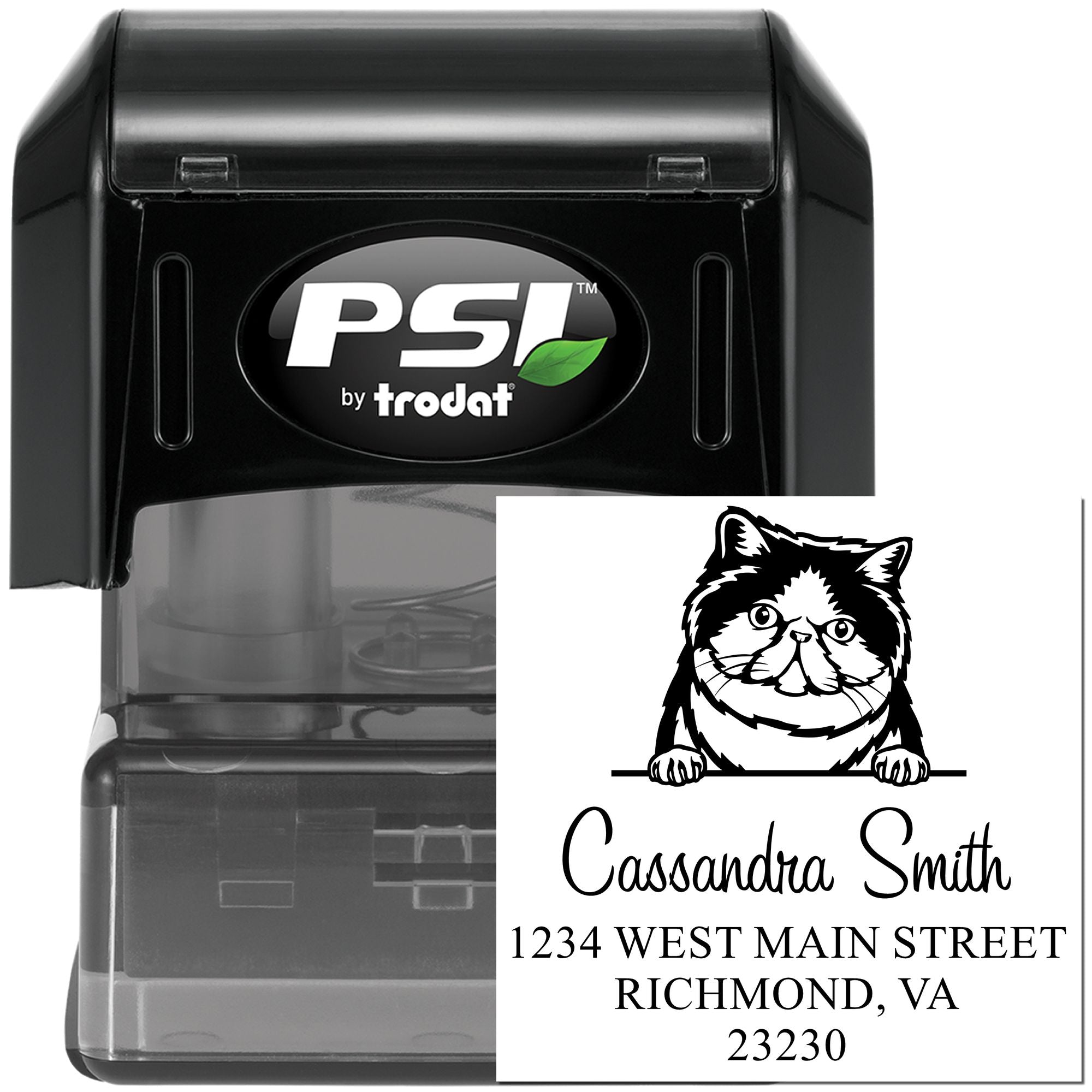 Pre-Inked Exotic Shorthair Cat Personalized Return Stamp - Engineer Seal Stamps