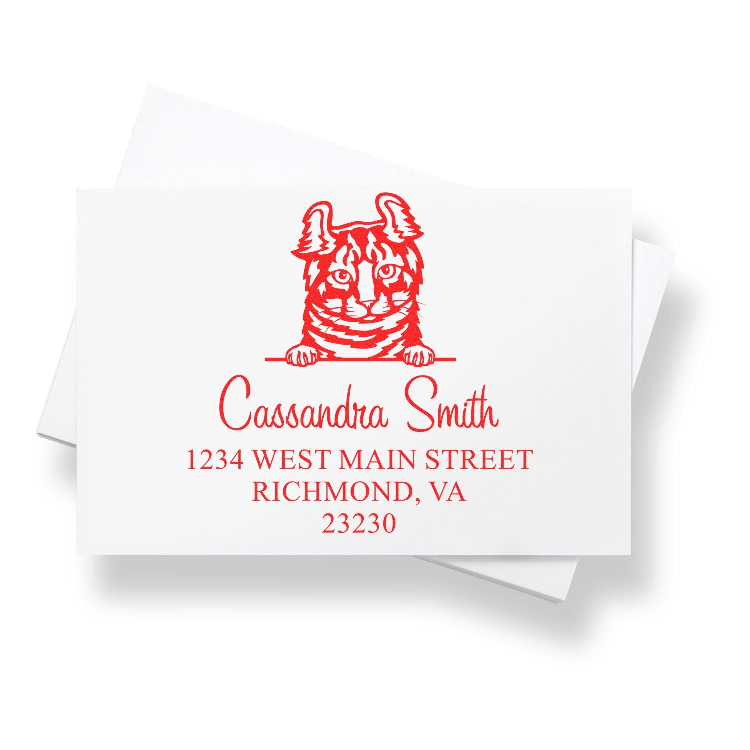 Highlander Cat Address Stamps Personalized 3 Lines Stamp - Engineer Seal Stamps