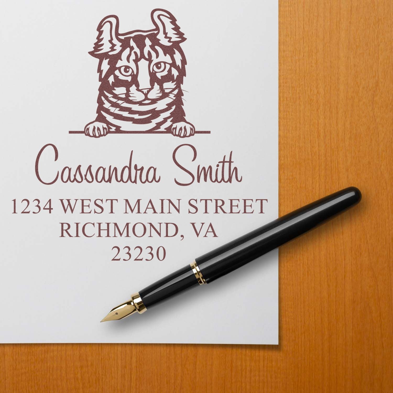 Self-Inking Highlander Cat Customized Return Address Stamp - Engineer Seal Stamps