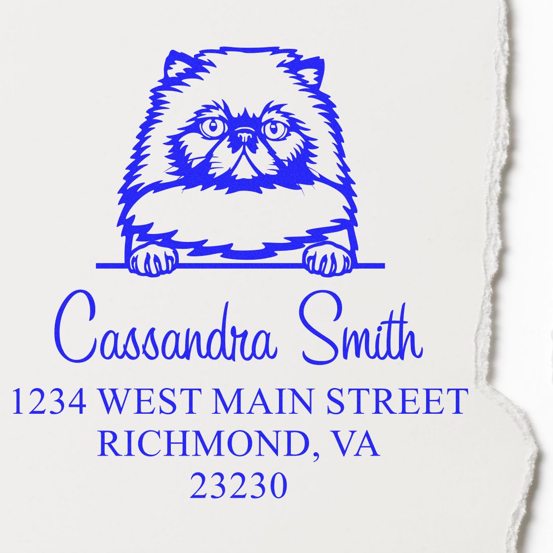Wood Handle Himalayan Cat Address Stamp Personalized - Engineer Seal Stamps
