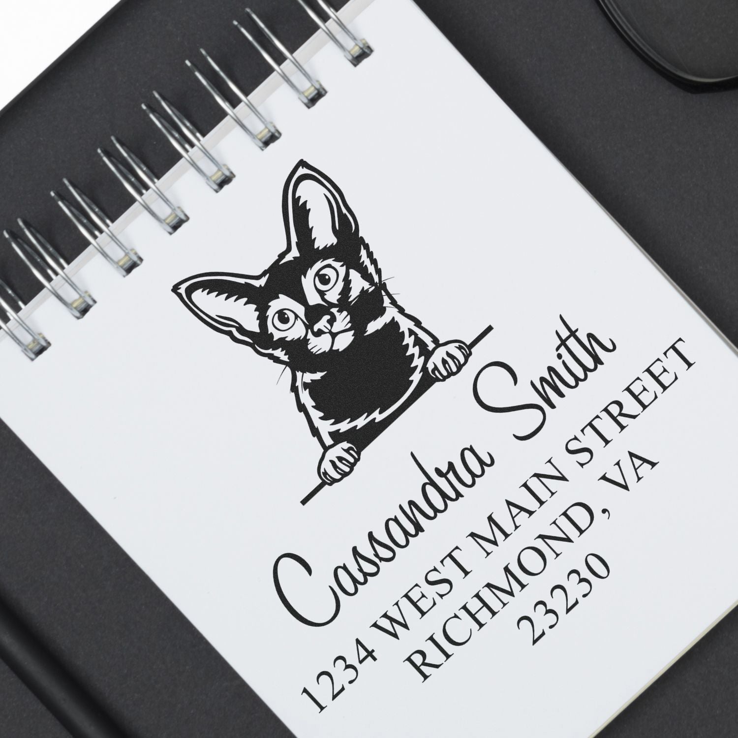 Wood Handle Javanese Cat Custom Stamp Return Address - Engineer Seal Stamps