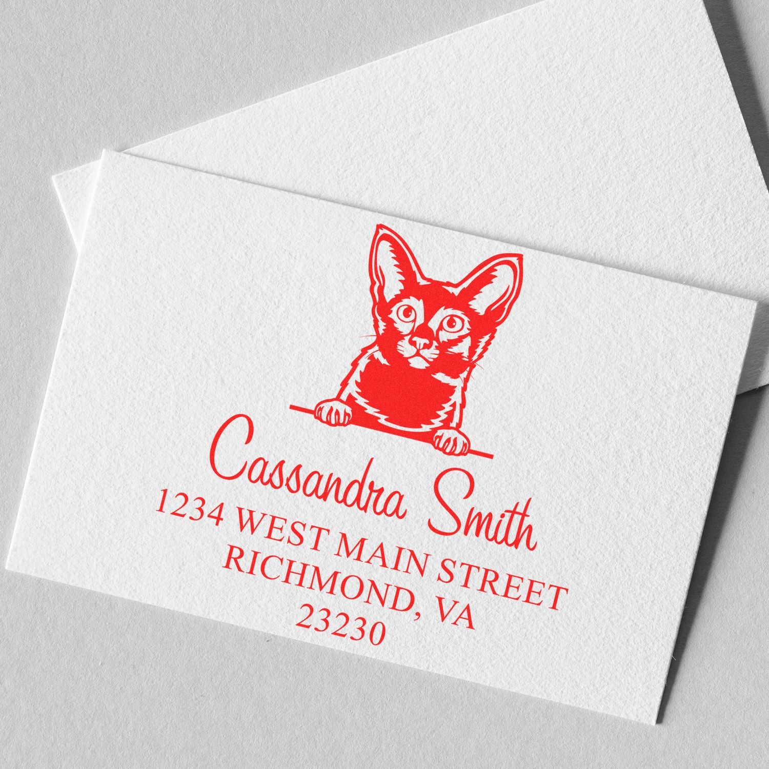 Pre-Inked Javanese Cat Personalized Address Labels Stamp - Engineer Seal Stamps
