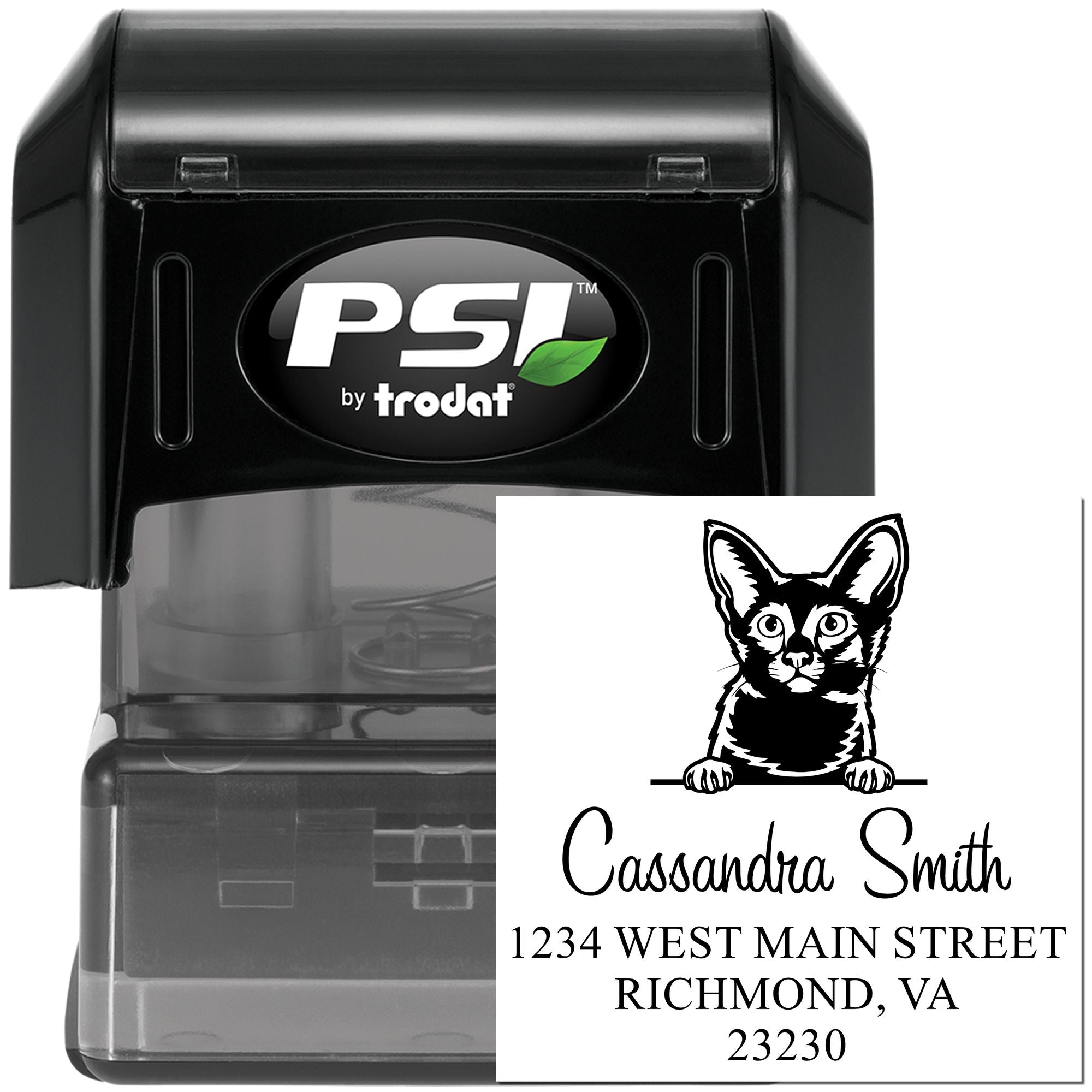 Pre-Inked Javanese Cat Personalized Address Labels Stamp - Engineer Seal Stamps