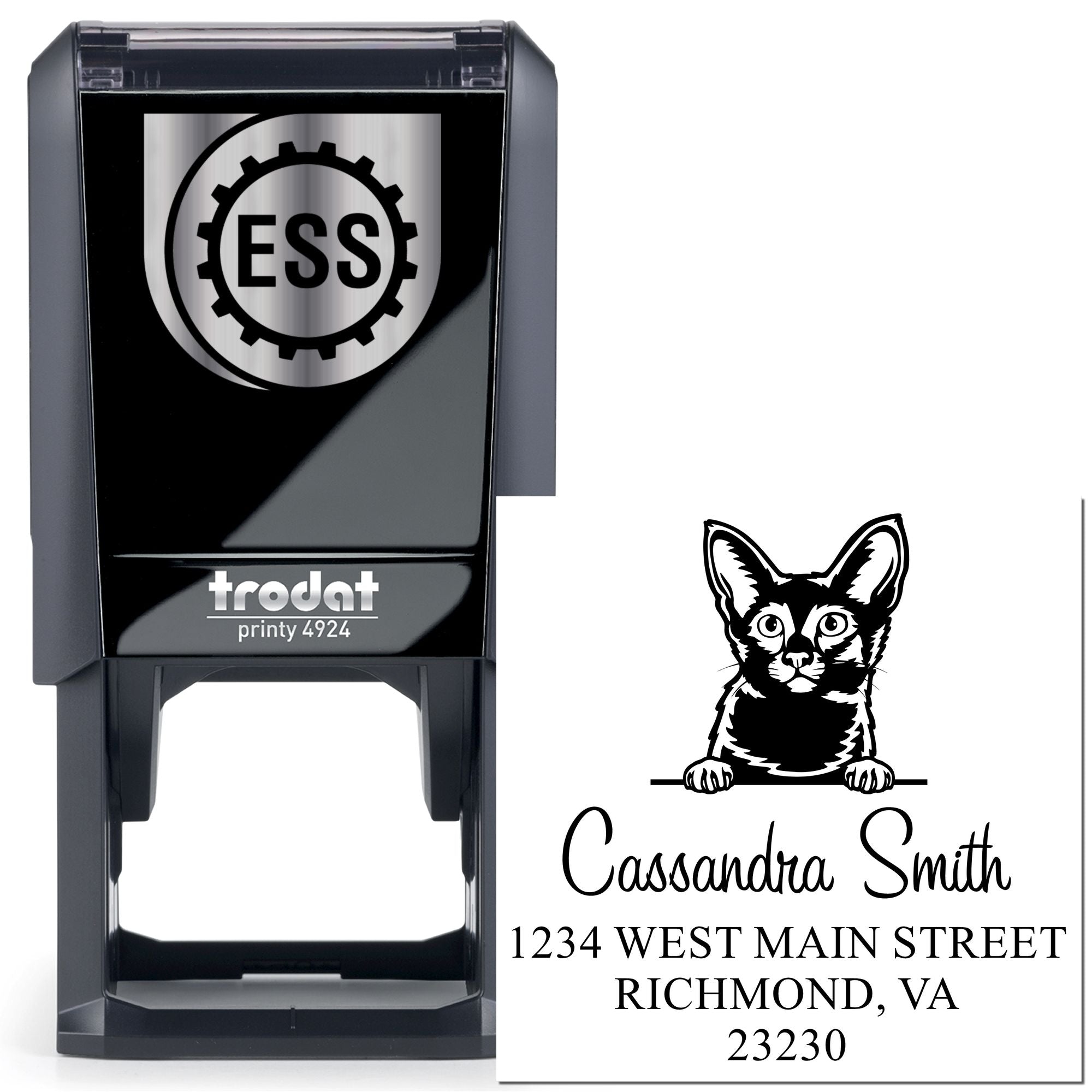 Self-Inking Javanese Cat Customized Return Address Stamp - Engineer Seal Stamps