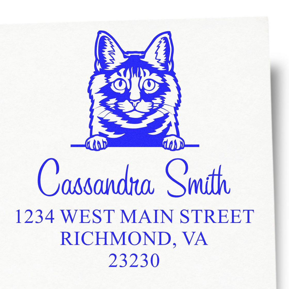 Pre-Inked Kurilian Bobtail Cat Personalized Return Address Stamp - Engineer Seal Stamps