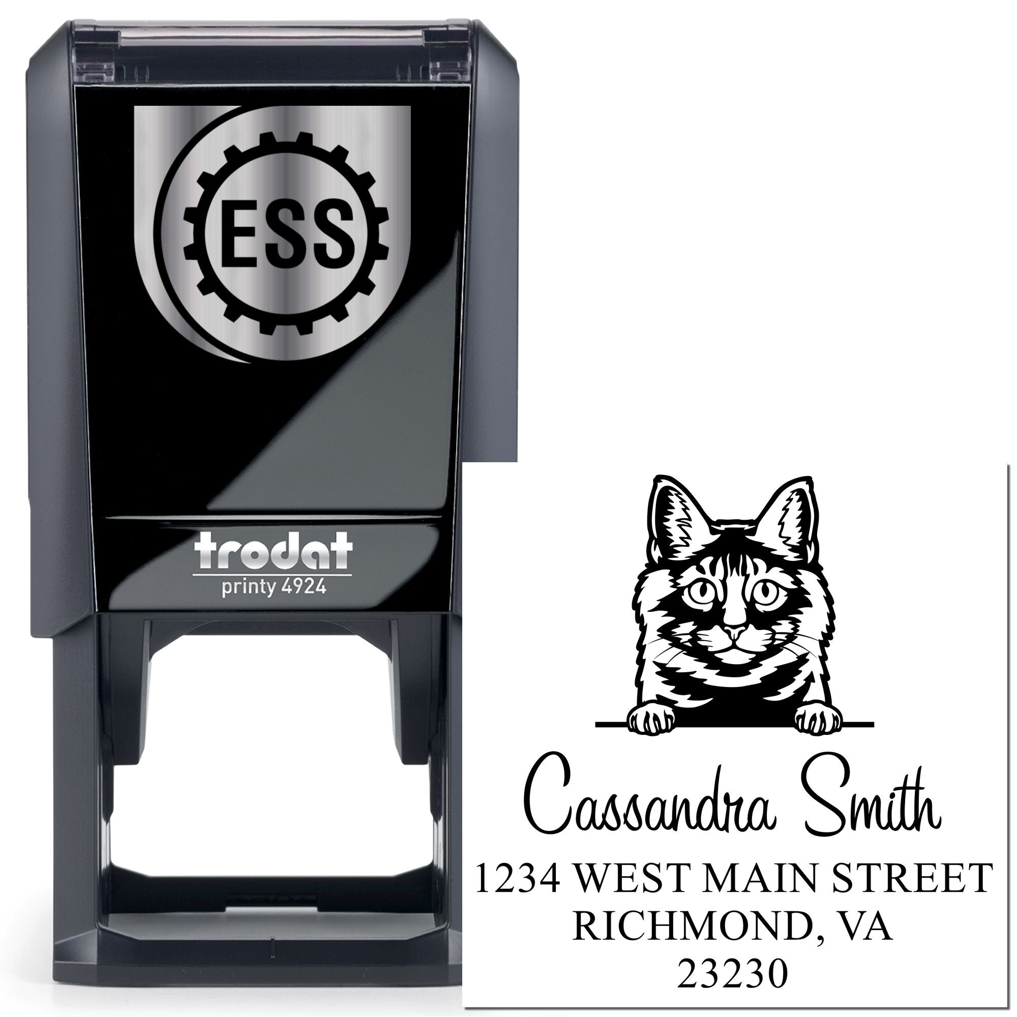 Self-Inking Kurilian Bobtail Cat Customized Address Stamp - Engineer Seal Stamps