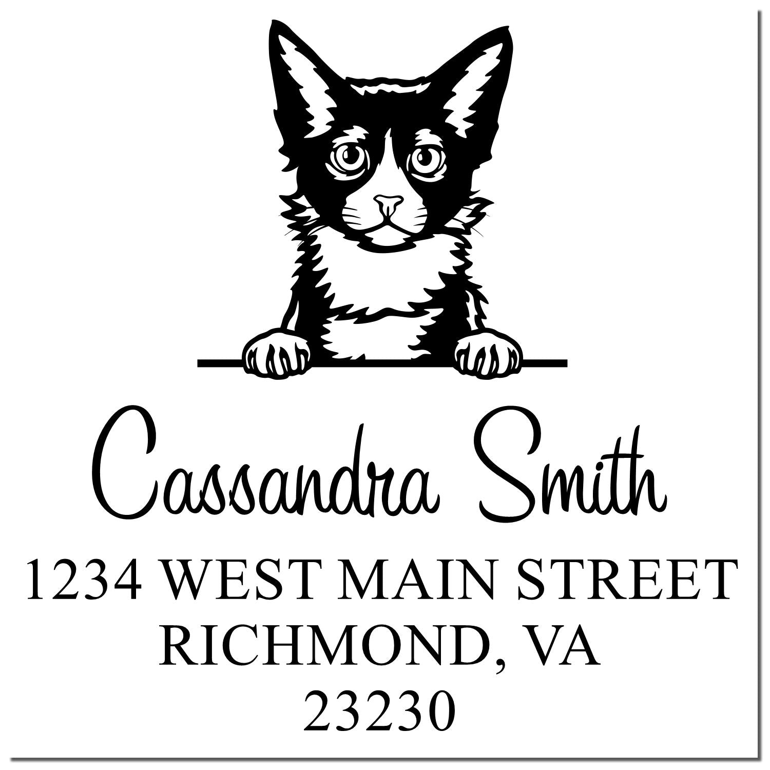 Self-Inking Laperm Cat Customized Name and Address Stamp - Engineer Seal Stamps