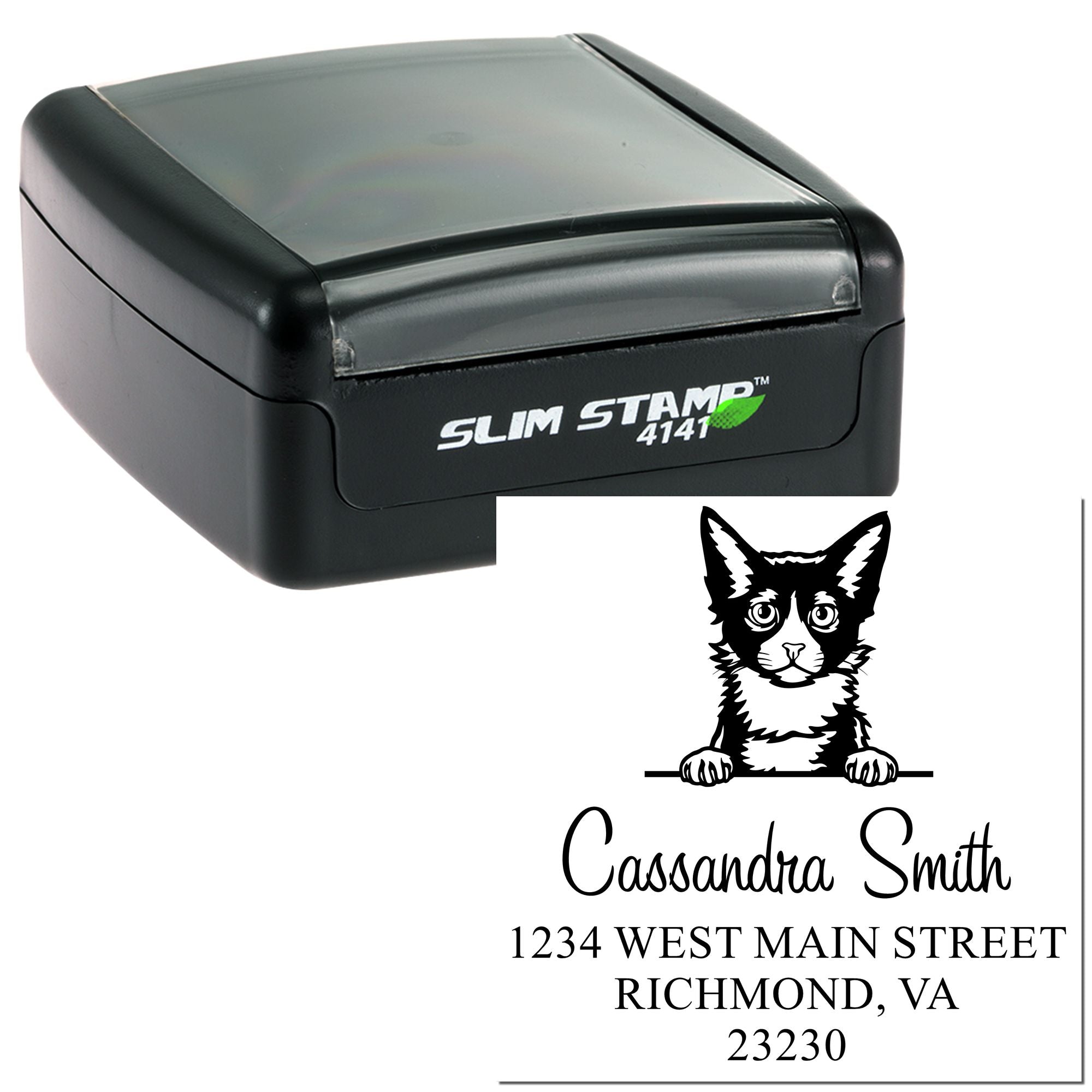 Laperm Cat Mailing Address Stamp - Engineer Seal Stamps