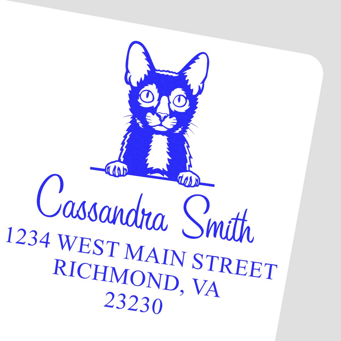 Wood Handle Lykoi Cat Custom Address Label Stamp - Engineer Seal Stamps