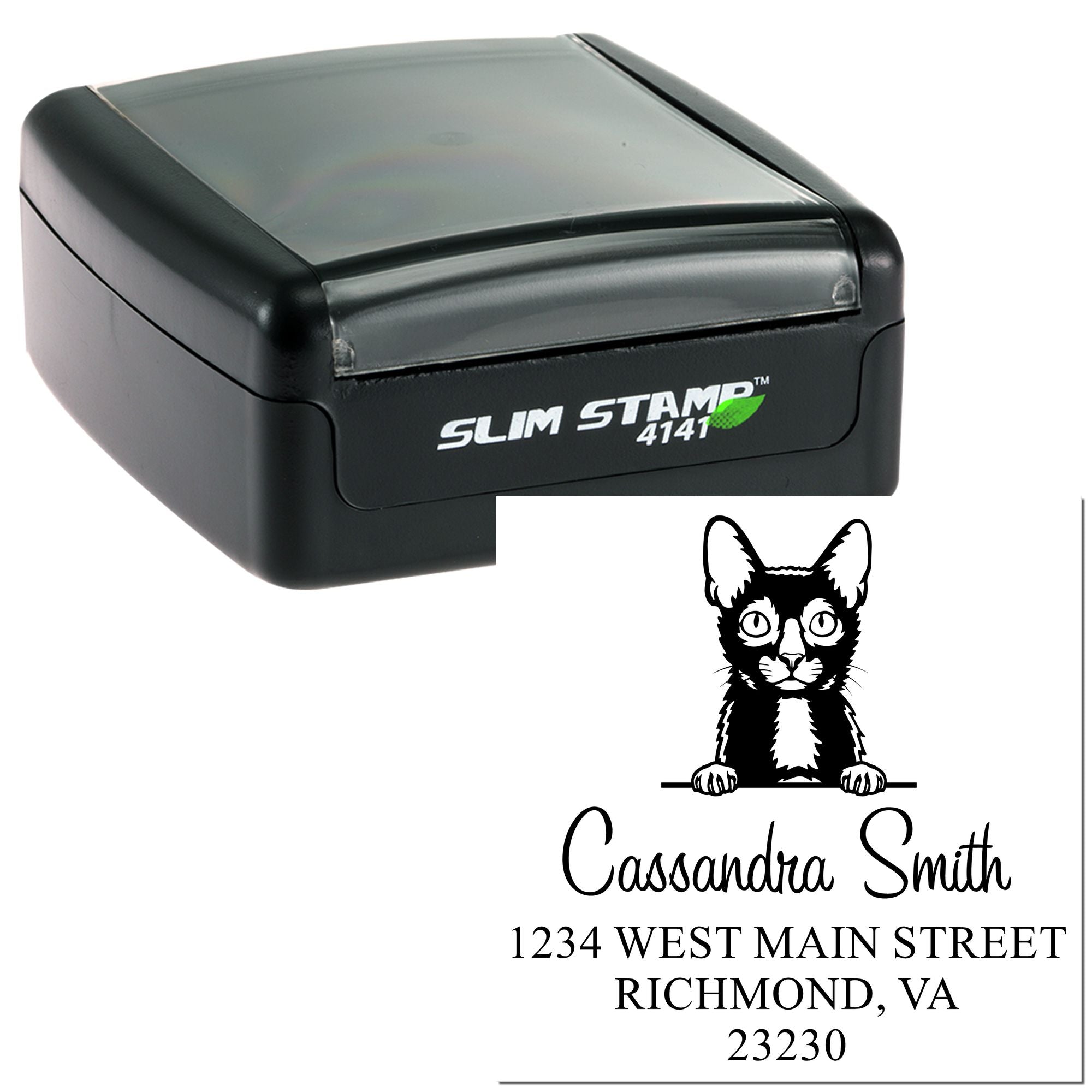 Lykoi Cat Custom Return Address Stamp - Engineer Seal Stamps