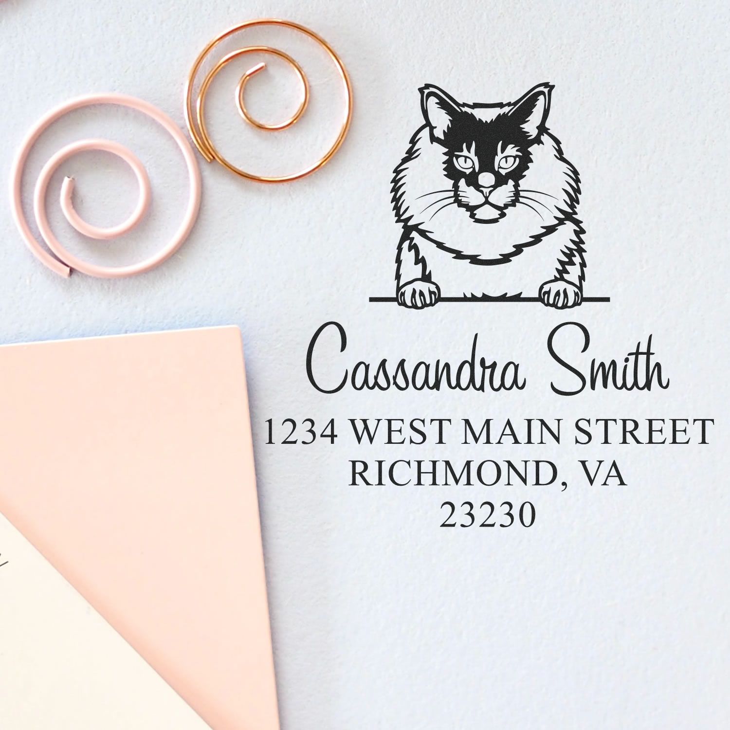 Pre-Inked Maine Coon Cat Personalized Stamp - Engineer Seal Stamps