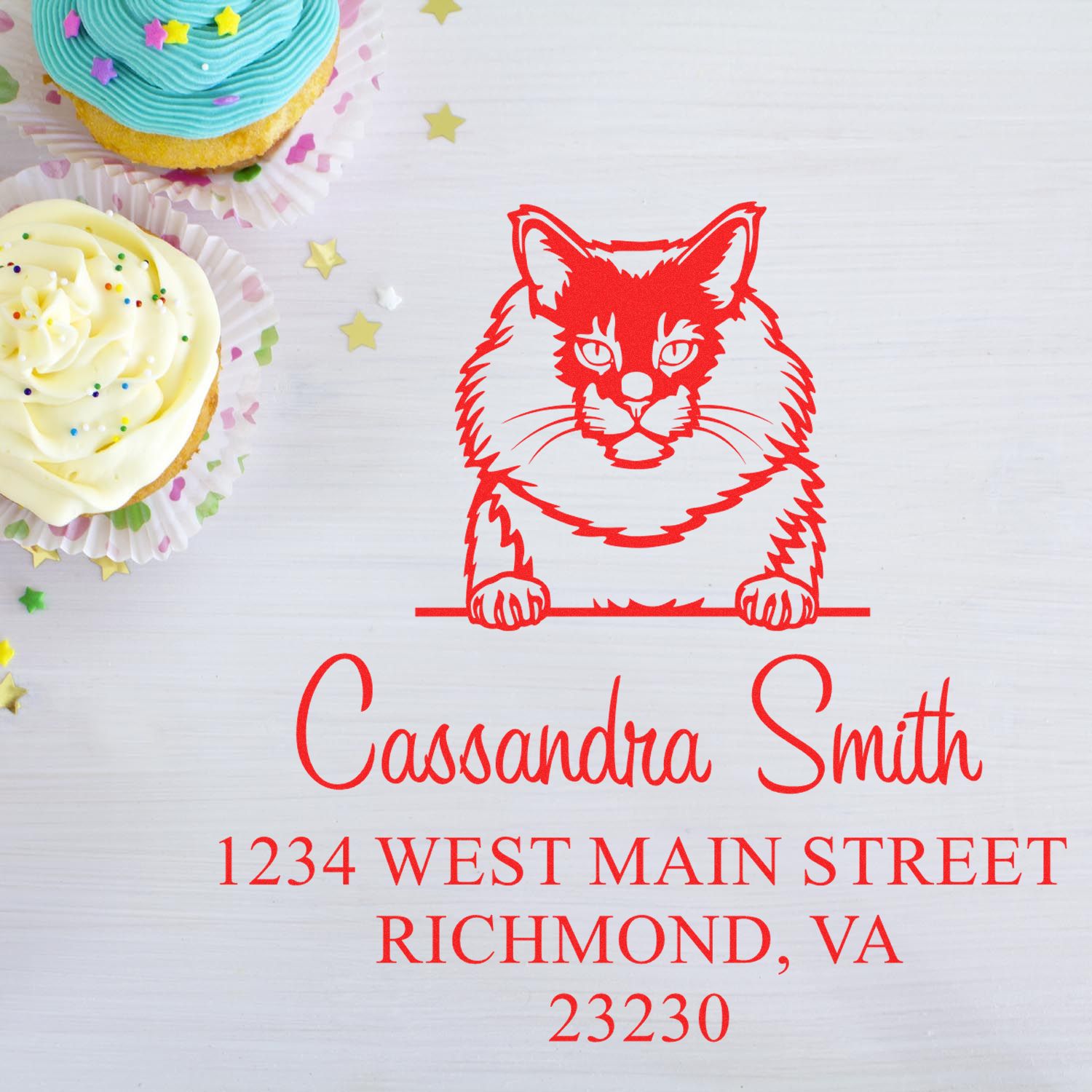 Pre-Inked Maine Coon Cat Personalized Stamp - Engineer Seal Stamps