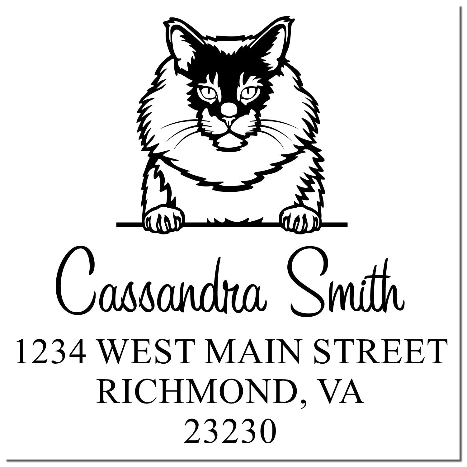 Maine Coon Cat Ink Stamps Personalized Stamp - Engineer Seal Stamps