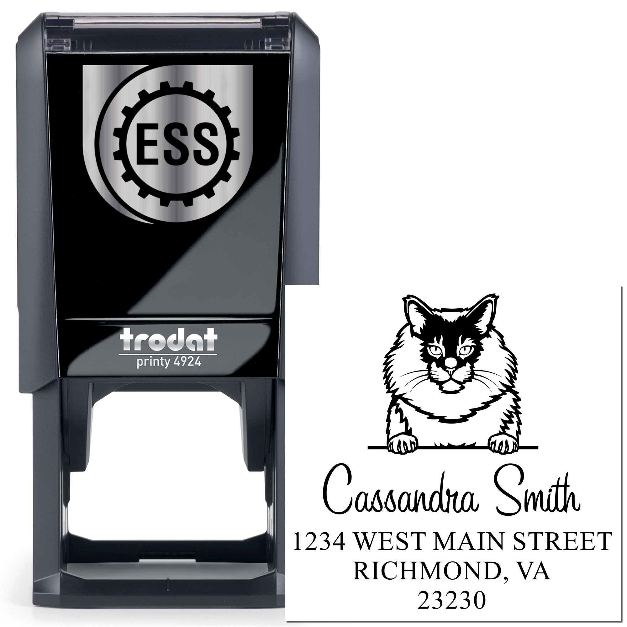 Self-Inking Maine Coon Cat Customized Address Stamp - Engineer Seal Stamps