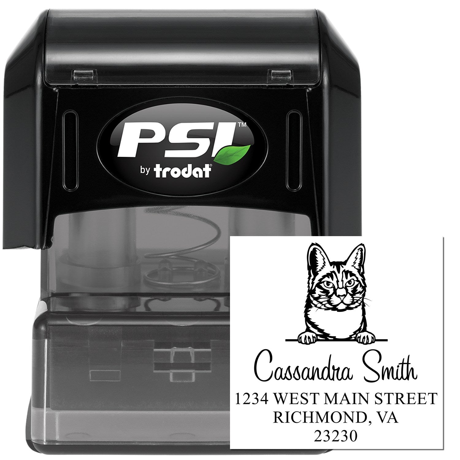 Pre-Inked Manx Cat Custom Made Address Stamp - Engineer Seal Stamps