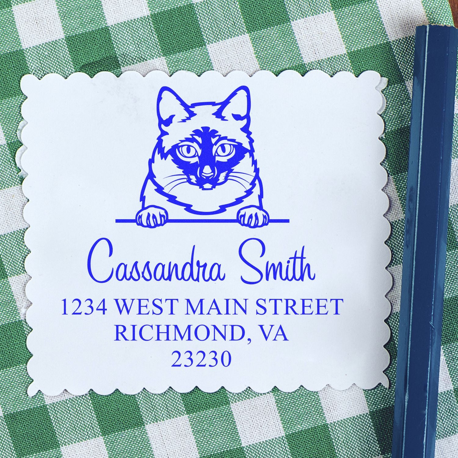 Pre-Inked Mekong Bobtail Cat Custom Made Address Stamps Stamp - Engineer Seal Stamps