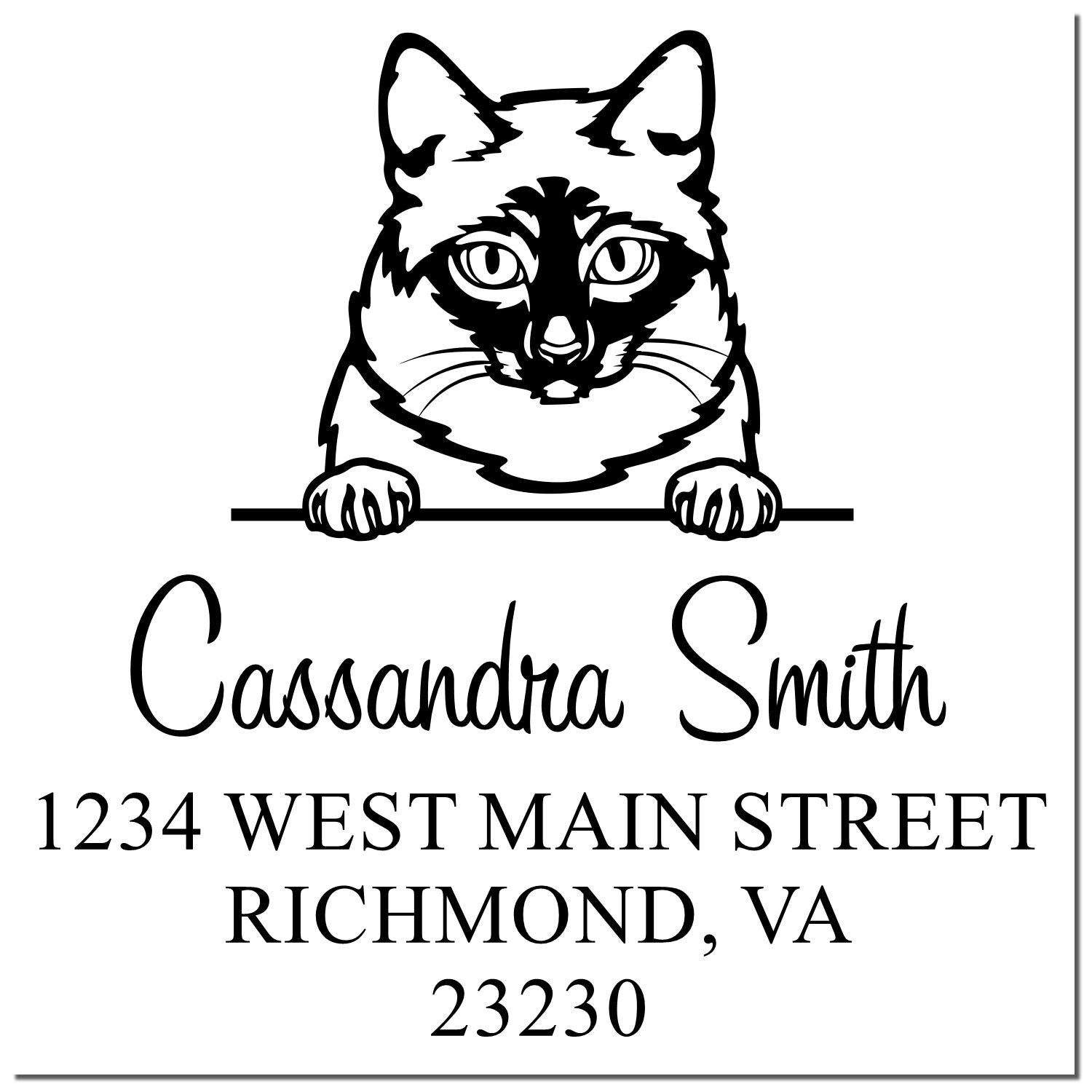 Pre-Inked Mekong Bobtail Cat Custom Made Address Stamps Stamp - Engineer Seal Stamps