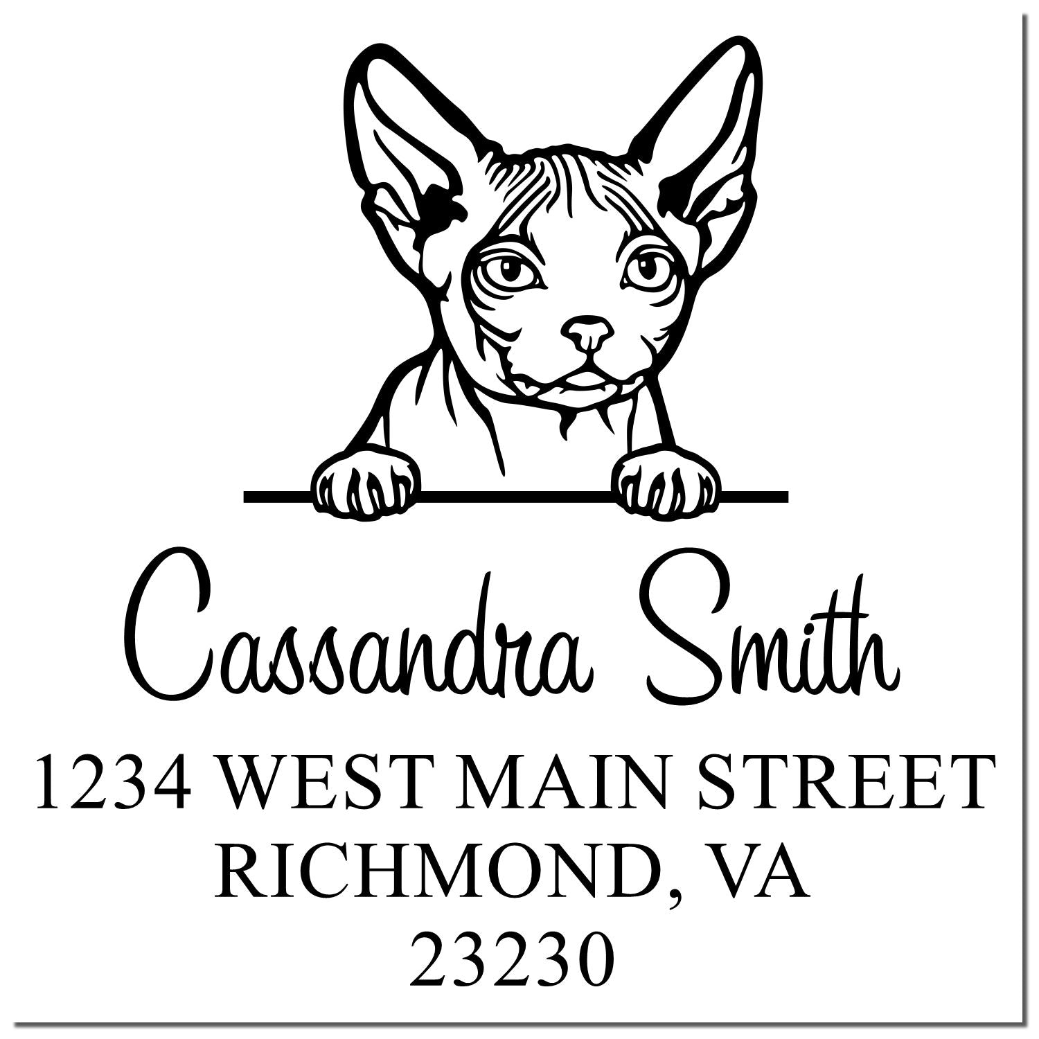 Wood Handle Minskin Cat Custom Home Address Stamp - Engineer Seal Stamps