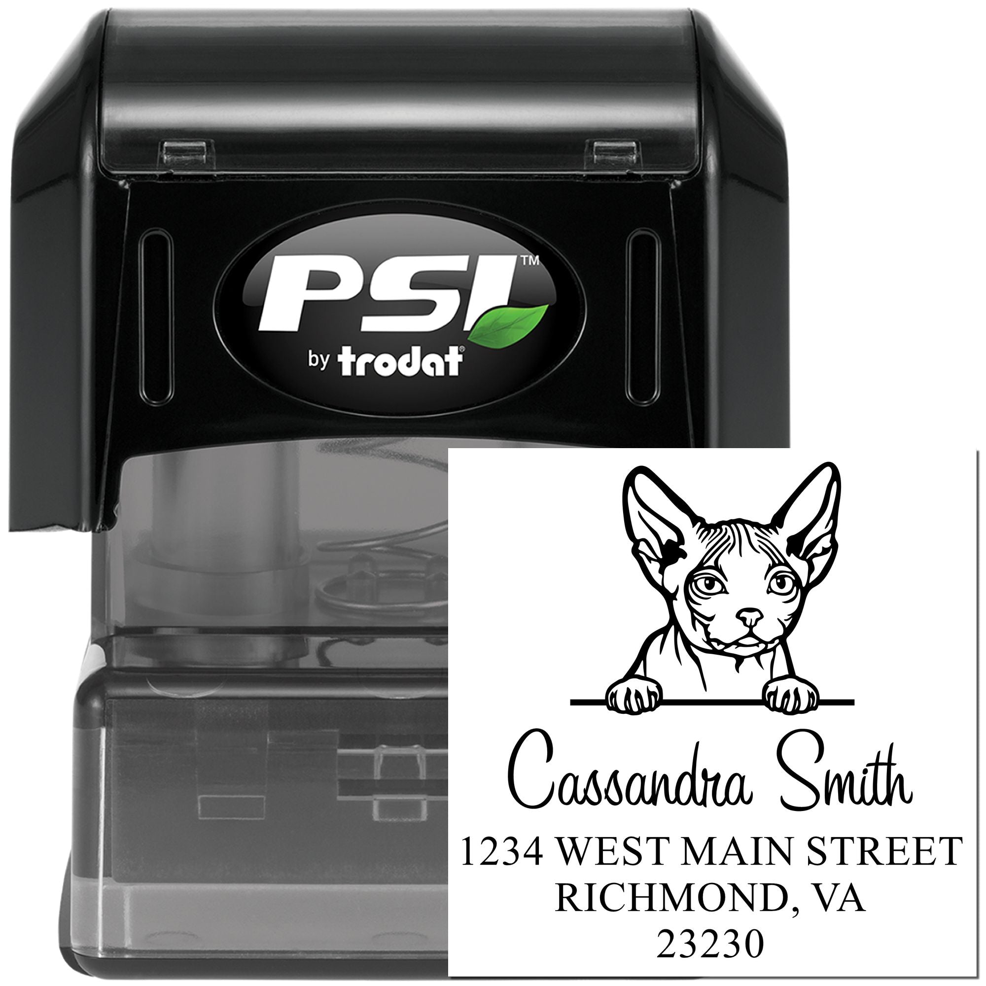 Pre-Inked Minskin Cat Custom Made Return Address Stamp - Engineer Seal Stamps