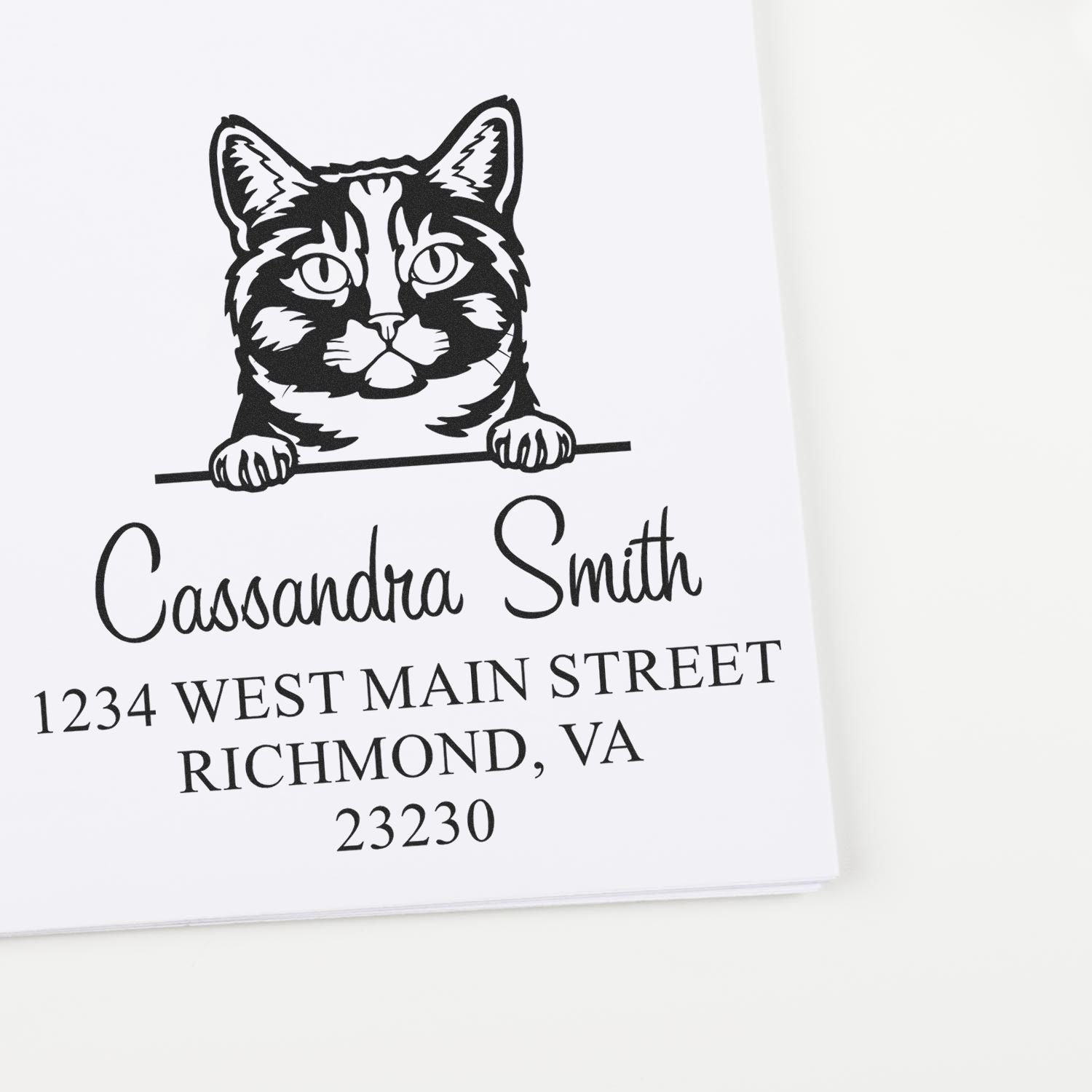 Munchkin Cat Name and Address Stamp Personalized - Engineer Seal Stamps