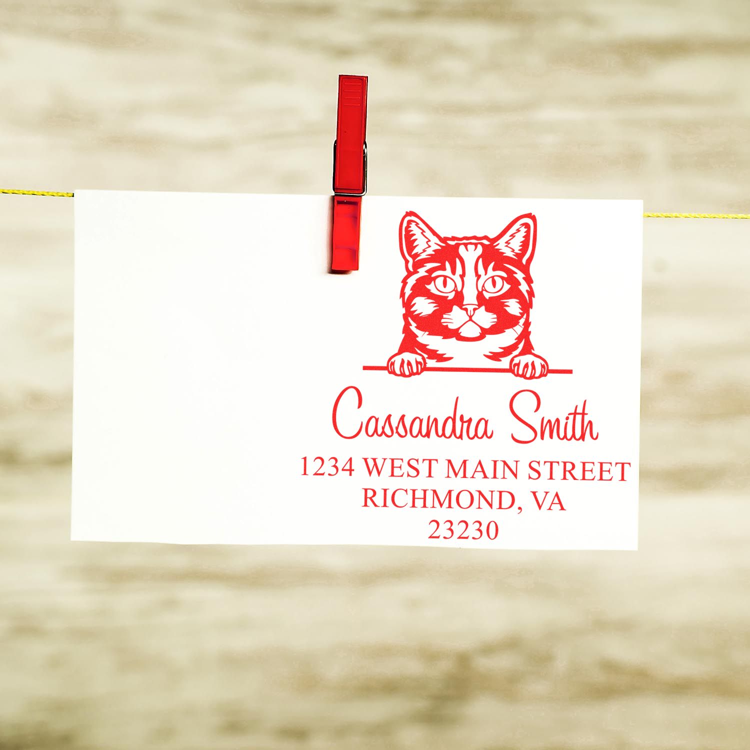 Pre-Inked Munchkin Cat Custom Made Address Label Stamp - Engineer Seal Stamps
