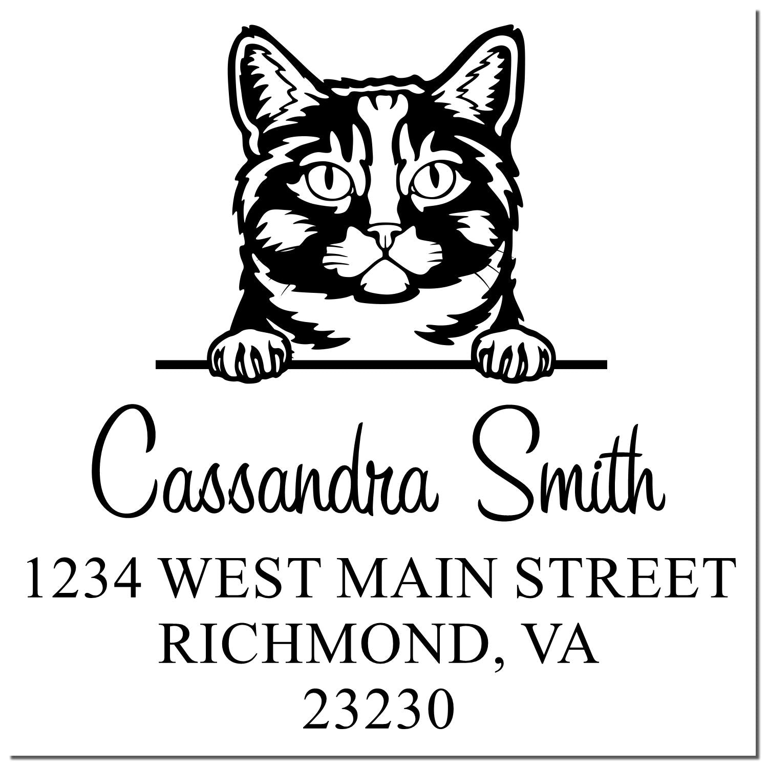 Self-Inking Munchkin Cat Customized Large Return Address Stamp - Engineer Seal Stamps