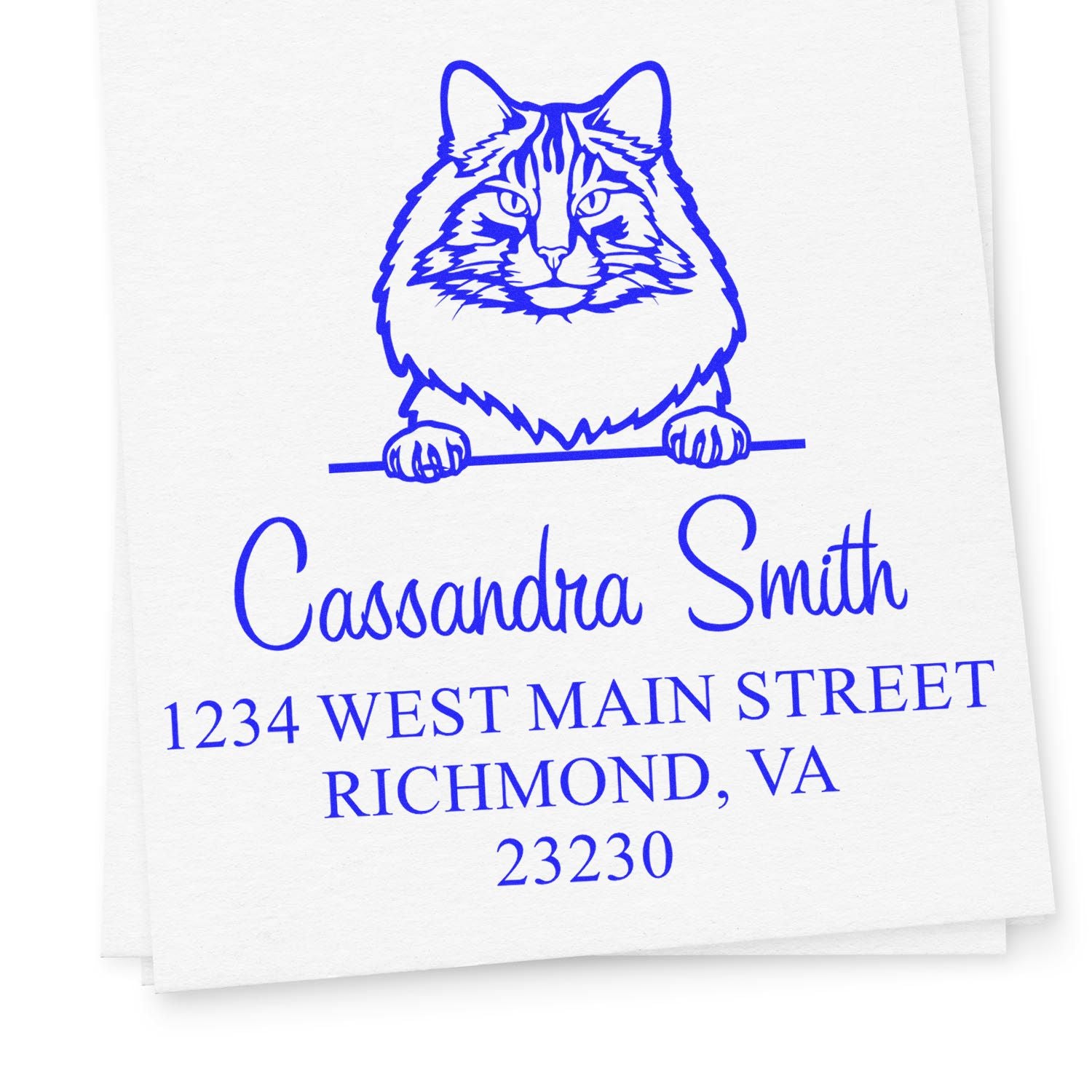 Self-Inking Norwegian Forest Cat Customized Address Return Stamp - Engineer Seal Stamps