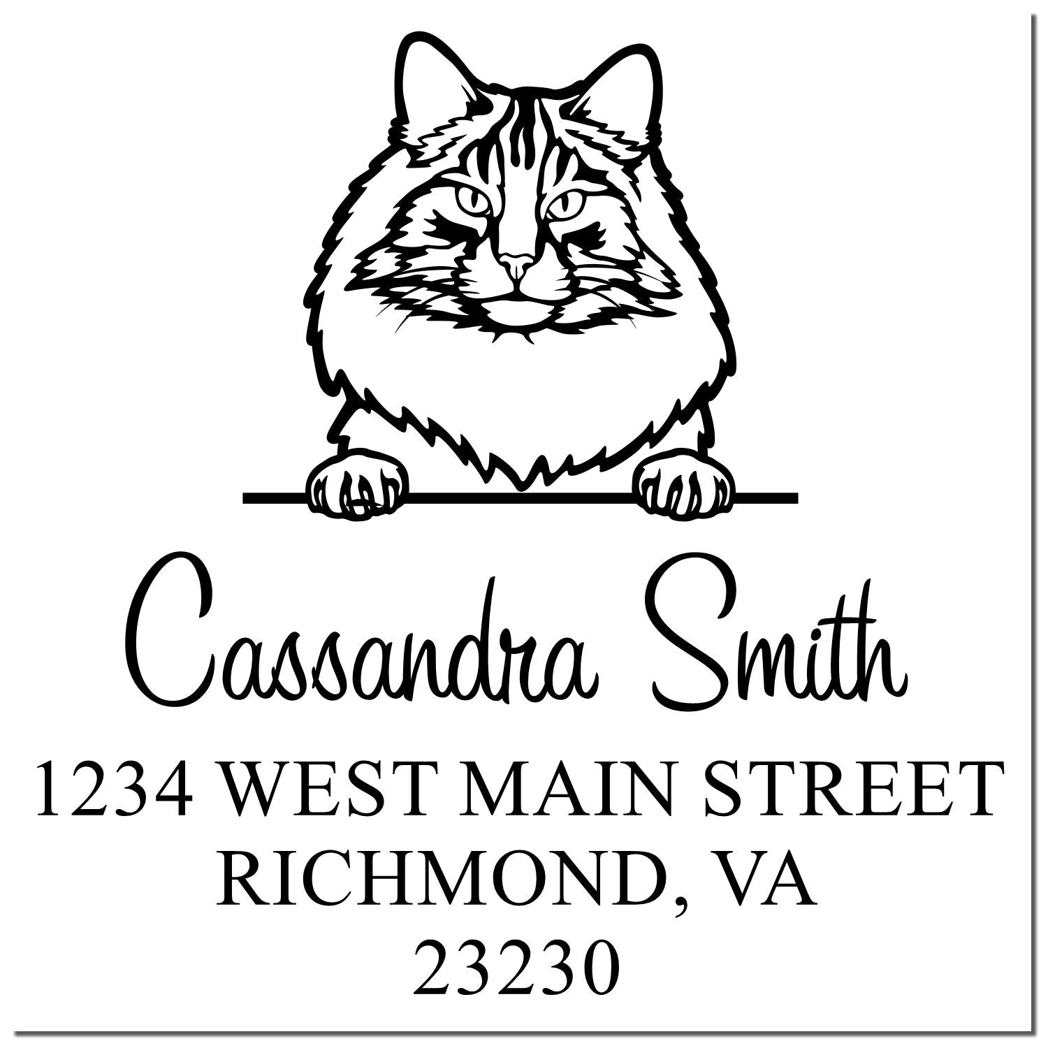 Wood Handle Norwegian Forest Cat Custom Mail Address Stamp - Engineer Seal Stamps