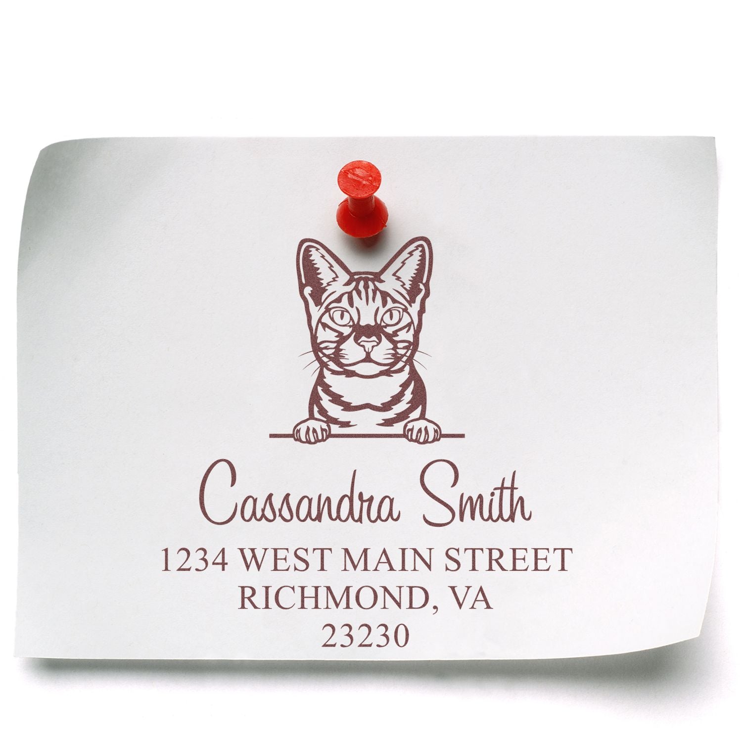 Wood Handle Ocicat Cat Custom New Address Stamp - Engineer Seal Stamps