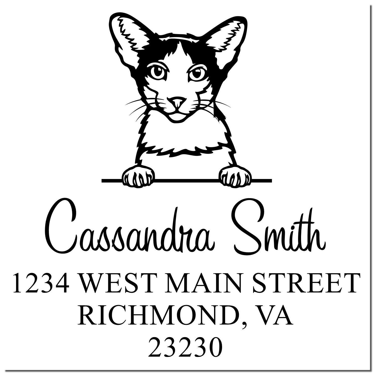 Oriental Bicolor Cat Round Address Stamp - Engineer Seal Stamps