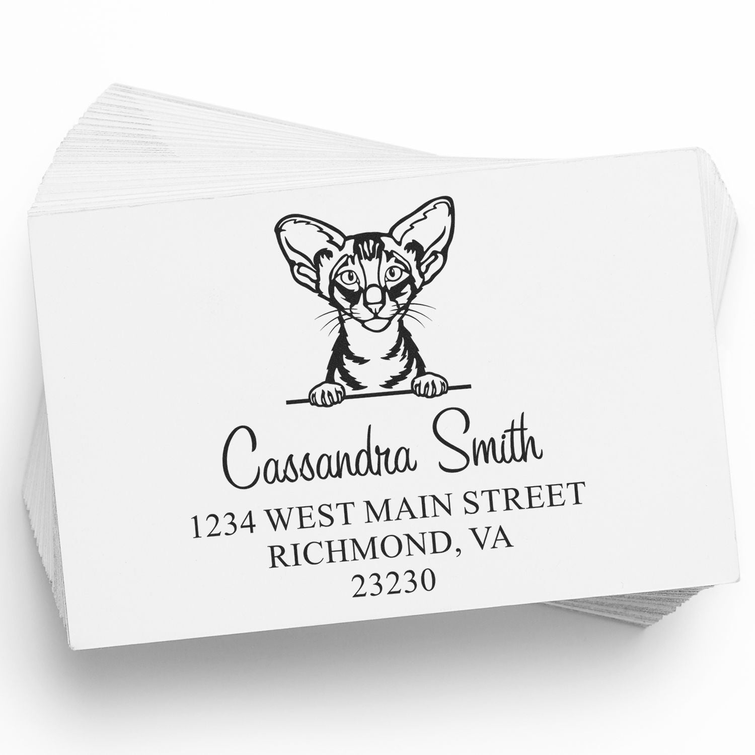 Pre-Inked Oriental Shorthair Cat Custom Made Mail Address Stamp - Engineer Seal Stamps