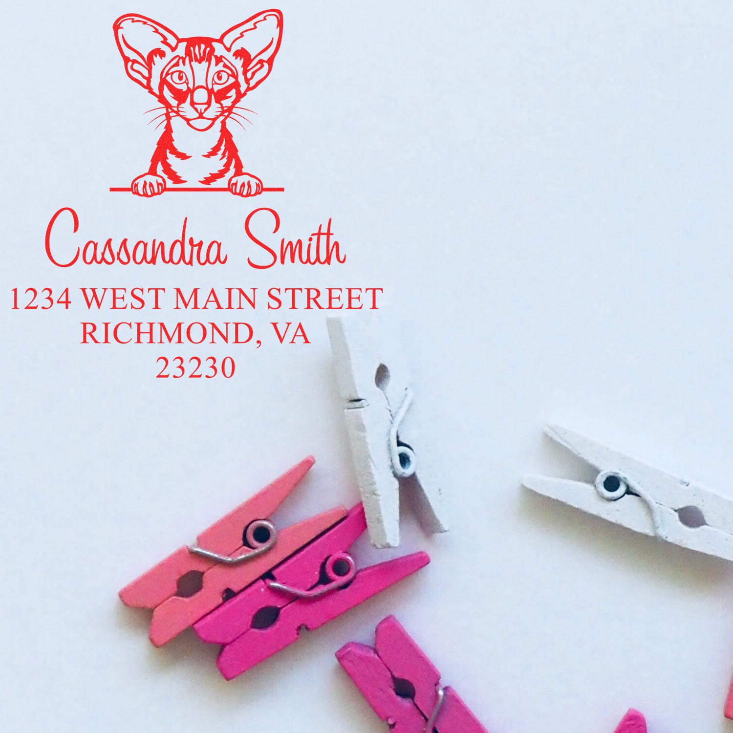 Self-Inking Oriental Shorthair Cat Customized Address Labels Stamp - Engineer Seal Stamps