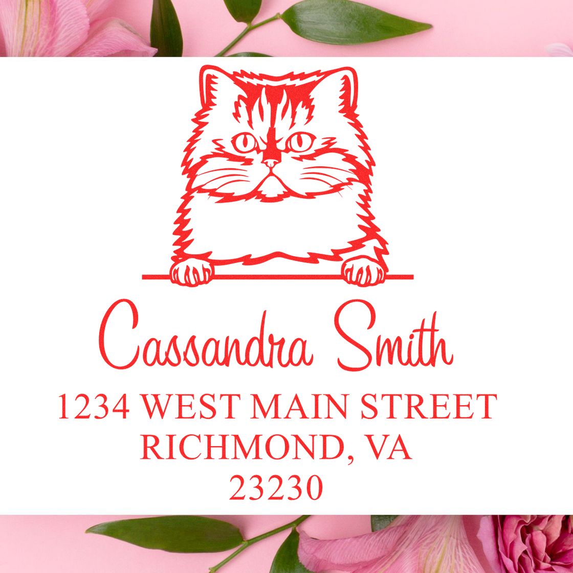 Self-Inking Persian Cat Customized Address Stamp - Engineer Seal Stamps