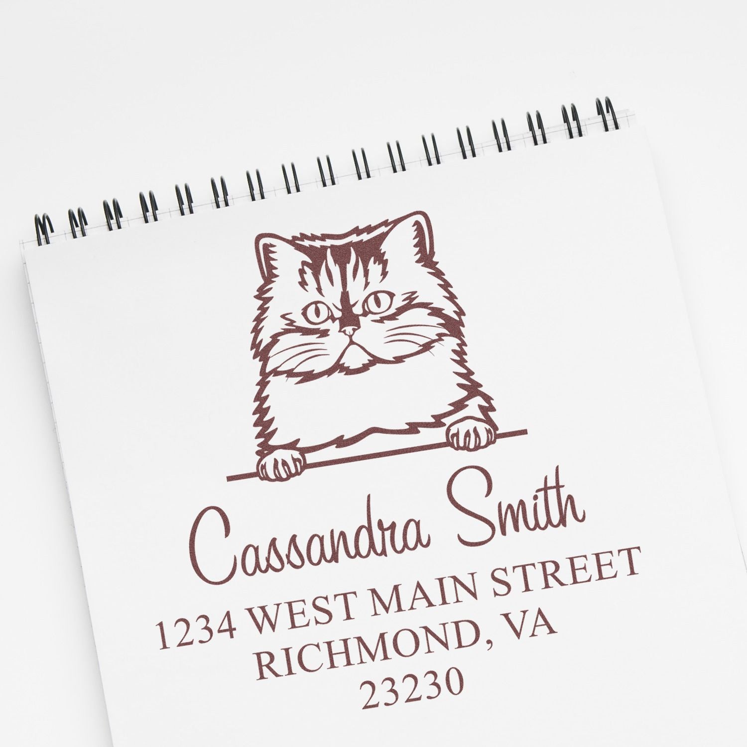 Wood Handle Persian Cat Custom Return Stamp - Engineer Seal Stamps