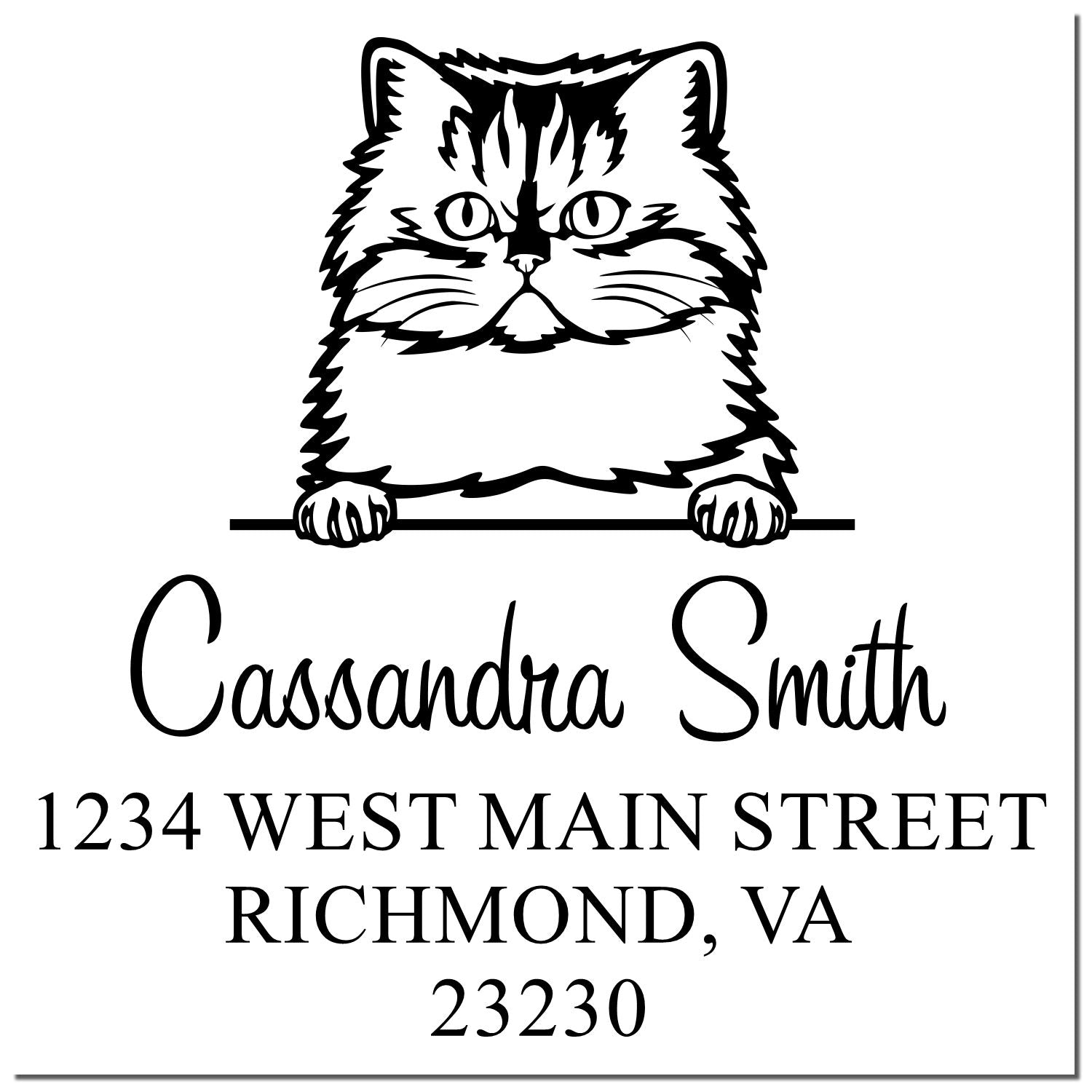 Wood Handle Persian Cat Custom Return Stamp - Engineer Seal Stamps