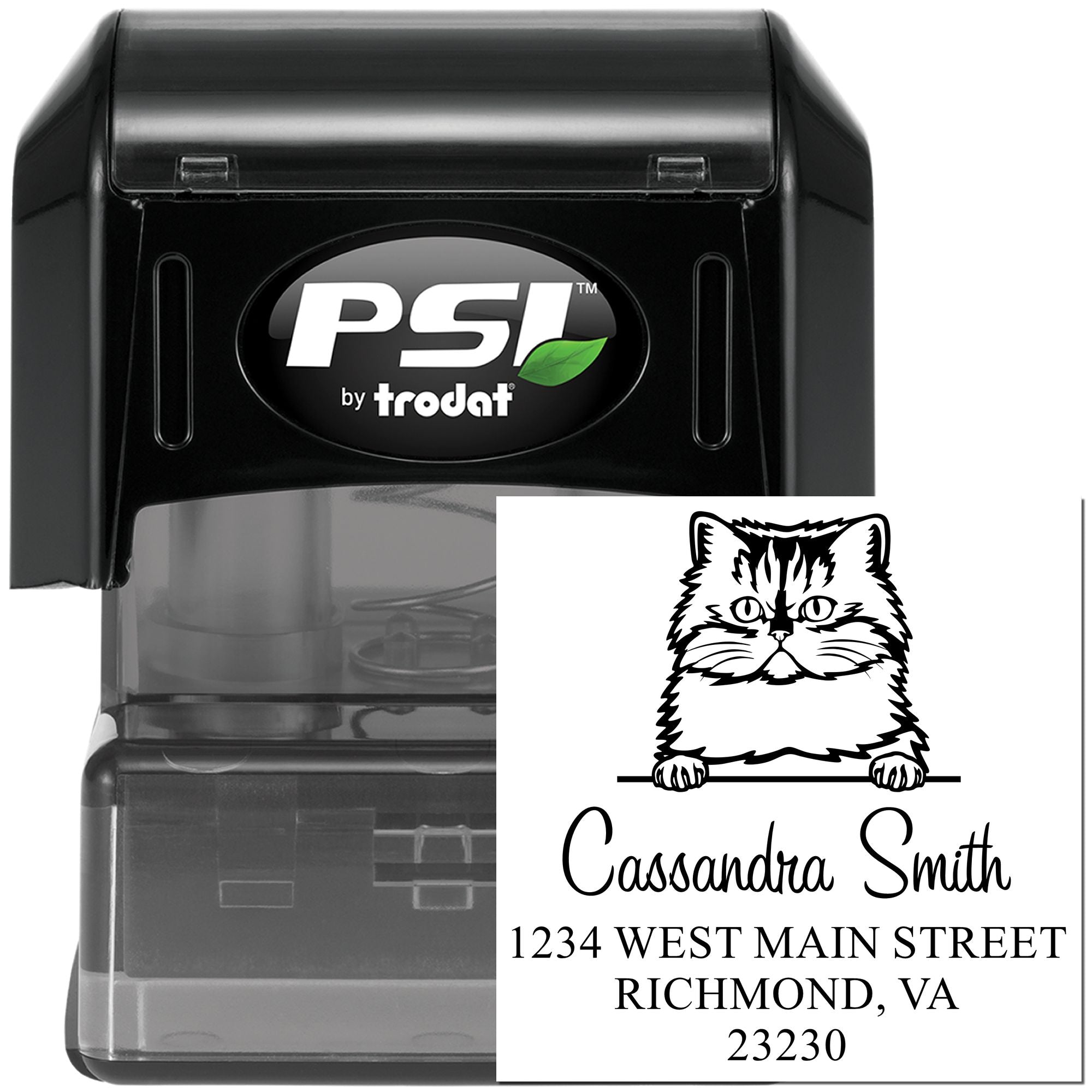 Pre-Inked Persian Cat Custom Made New Address Stamp - Engineer Seal Stamps
