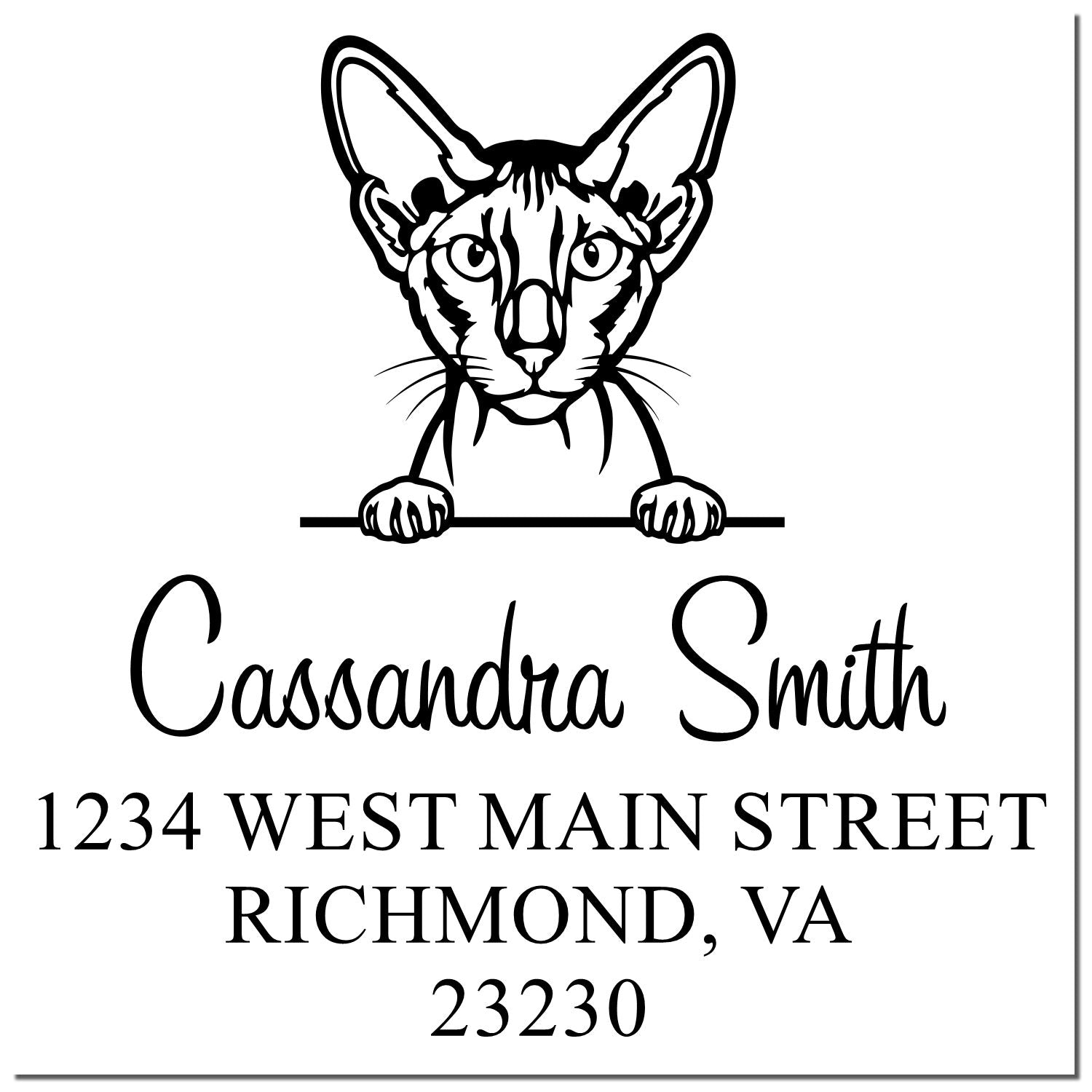 Self-Inking Peterbald Cat Customized Return Address Stamp - Engineer Seal Stamps