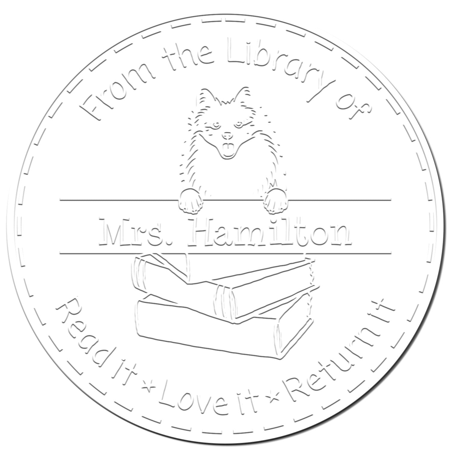 American Eskimo Dog Custom Book Ownership Tools Embosser - Engineer Seal Stamps