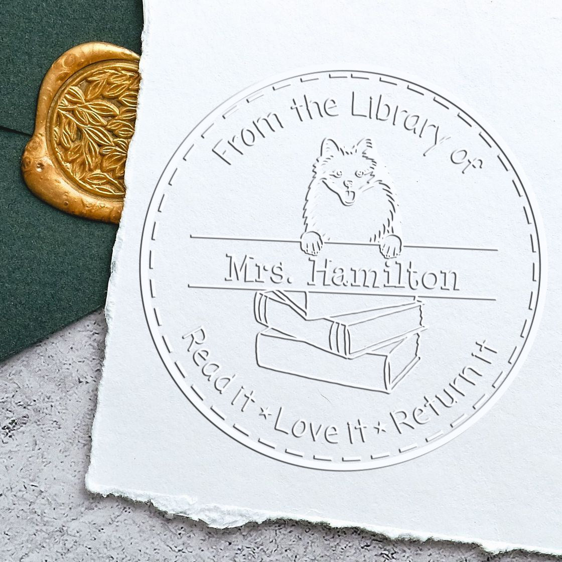 Custom Name Seal with American Eskimo Dog - Engineer Seal Stamps