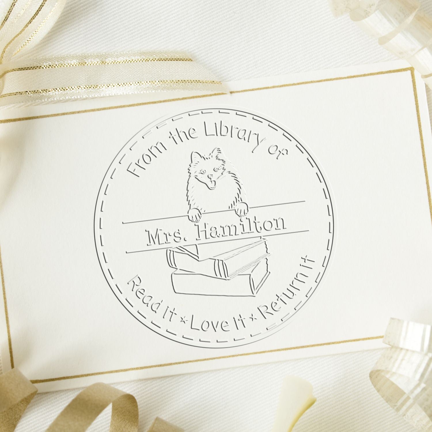 Custom Name Seal with American Eskimo Dog - Engineer Seal Stamps