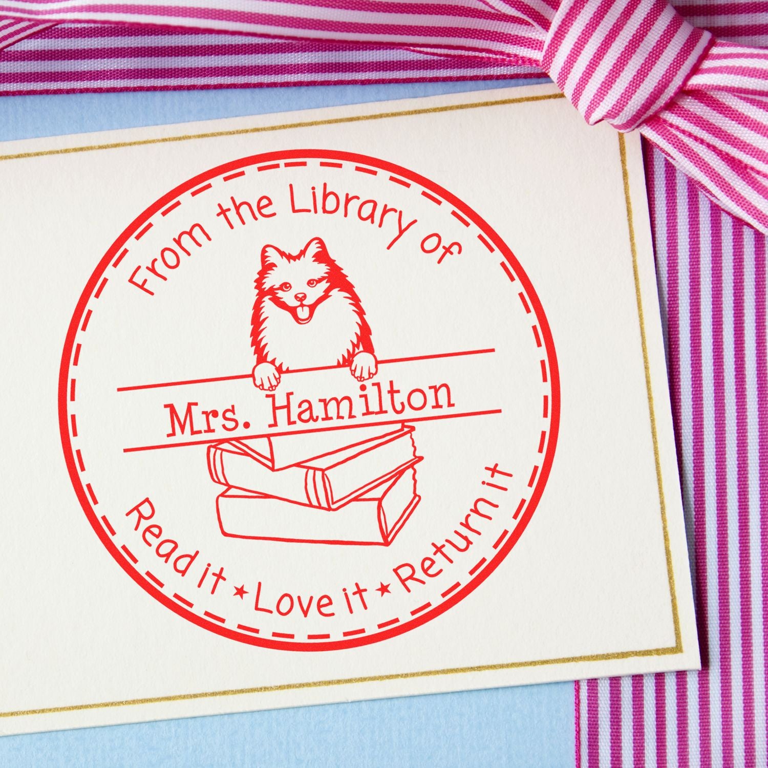 American Eskimo Dog Themed Library Book Stamper - Engineer Seal Stamps