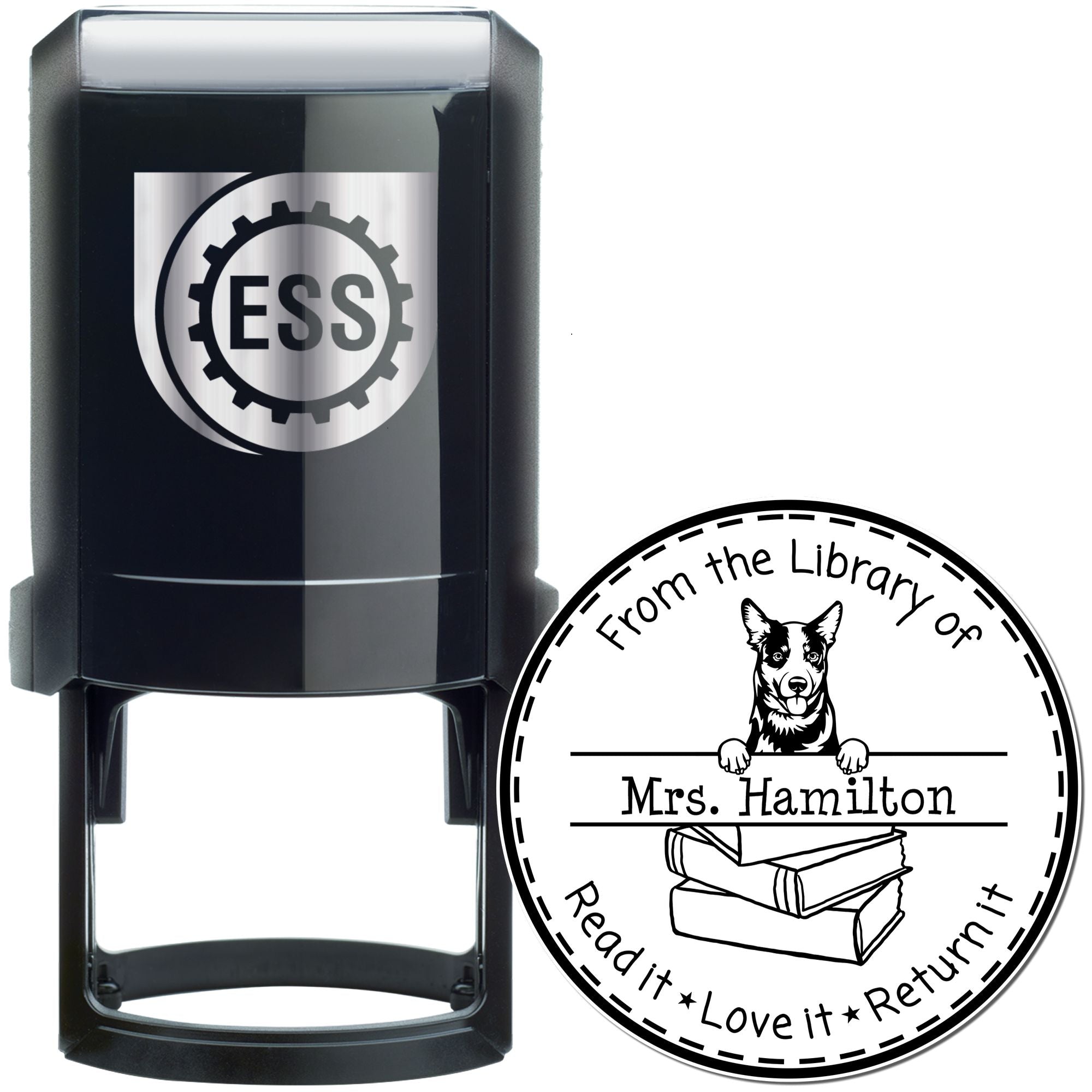 Australian Cattle Dog Themed Library Book Stamp - Engineer Seal Stamps