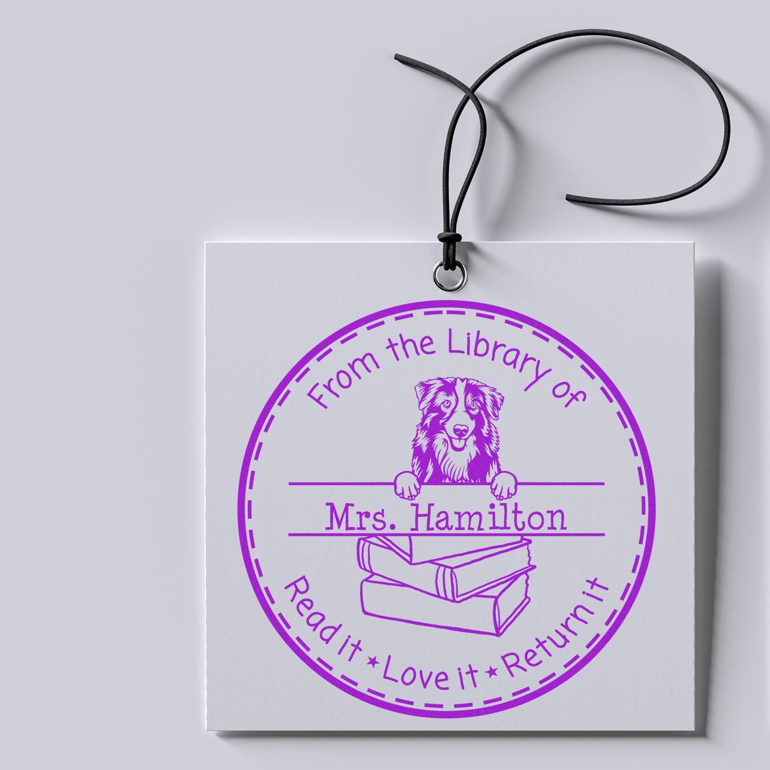 Australian Shepherd Dog Themed Librarian Stamper - Engineer Seal Stamps