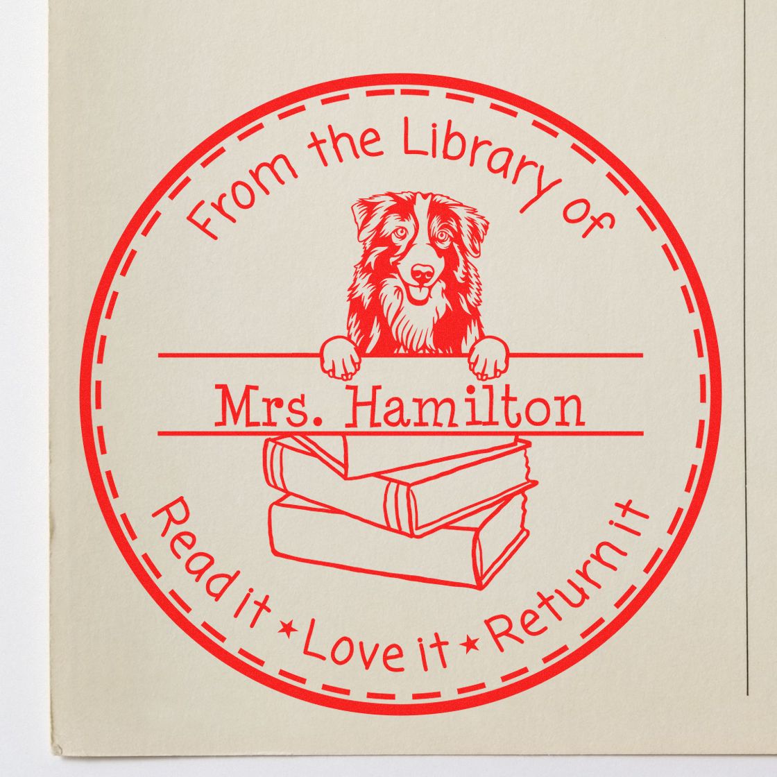 Australian Shepherd Dog Themed Teachers Stamper - Engineer Seal Stamps