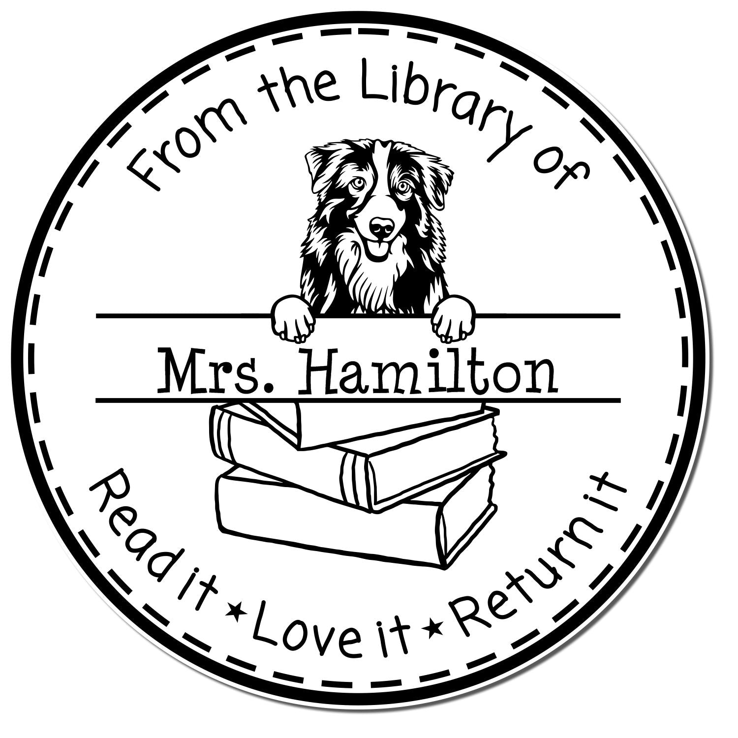 Australian Shepherd Dog Customized With Name Stamper - Engineer Seal Stamps