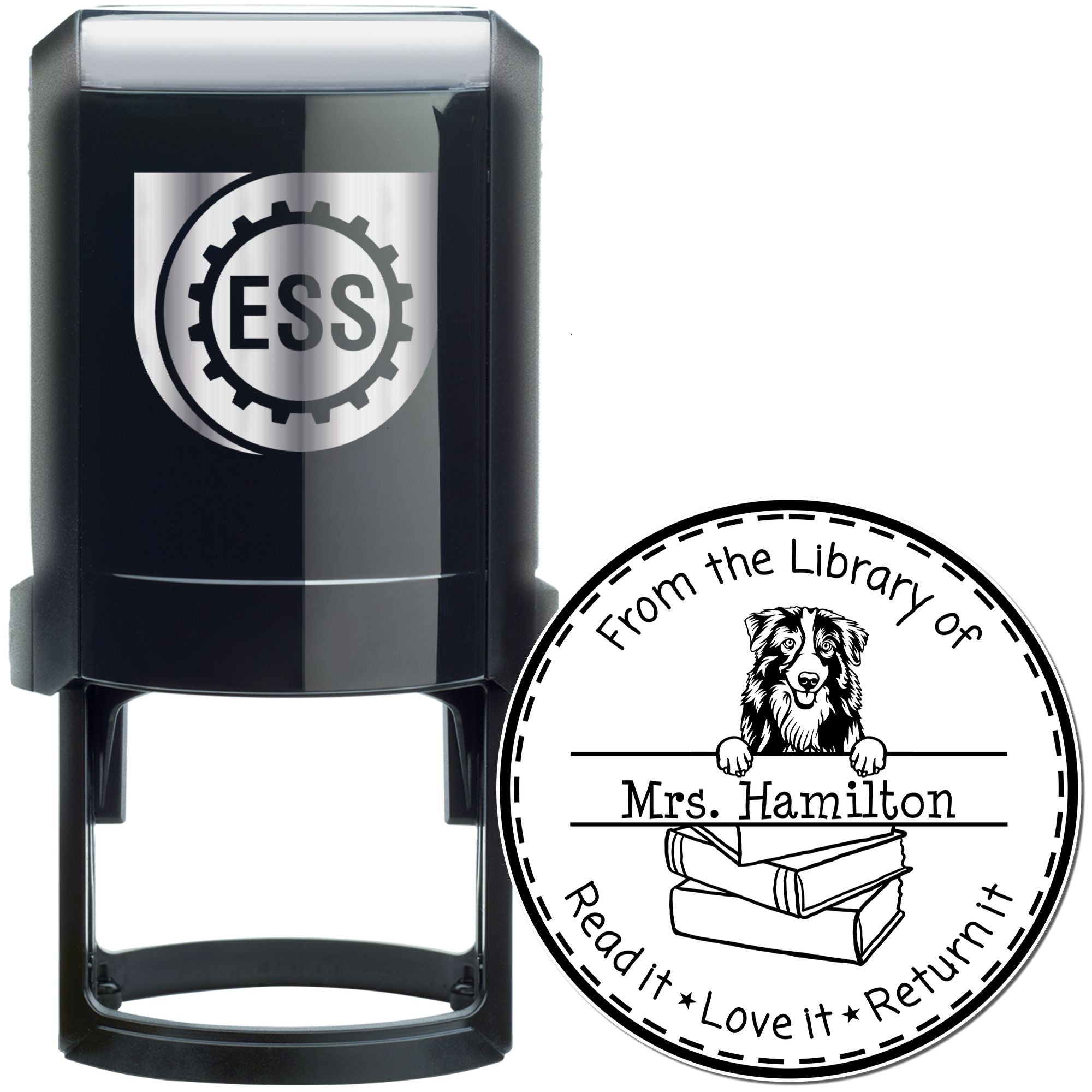Australian Shepherd Dog Themed Librarian Stamper - Engineer Seal Stamps