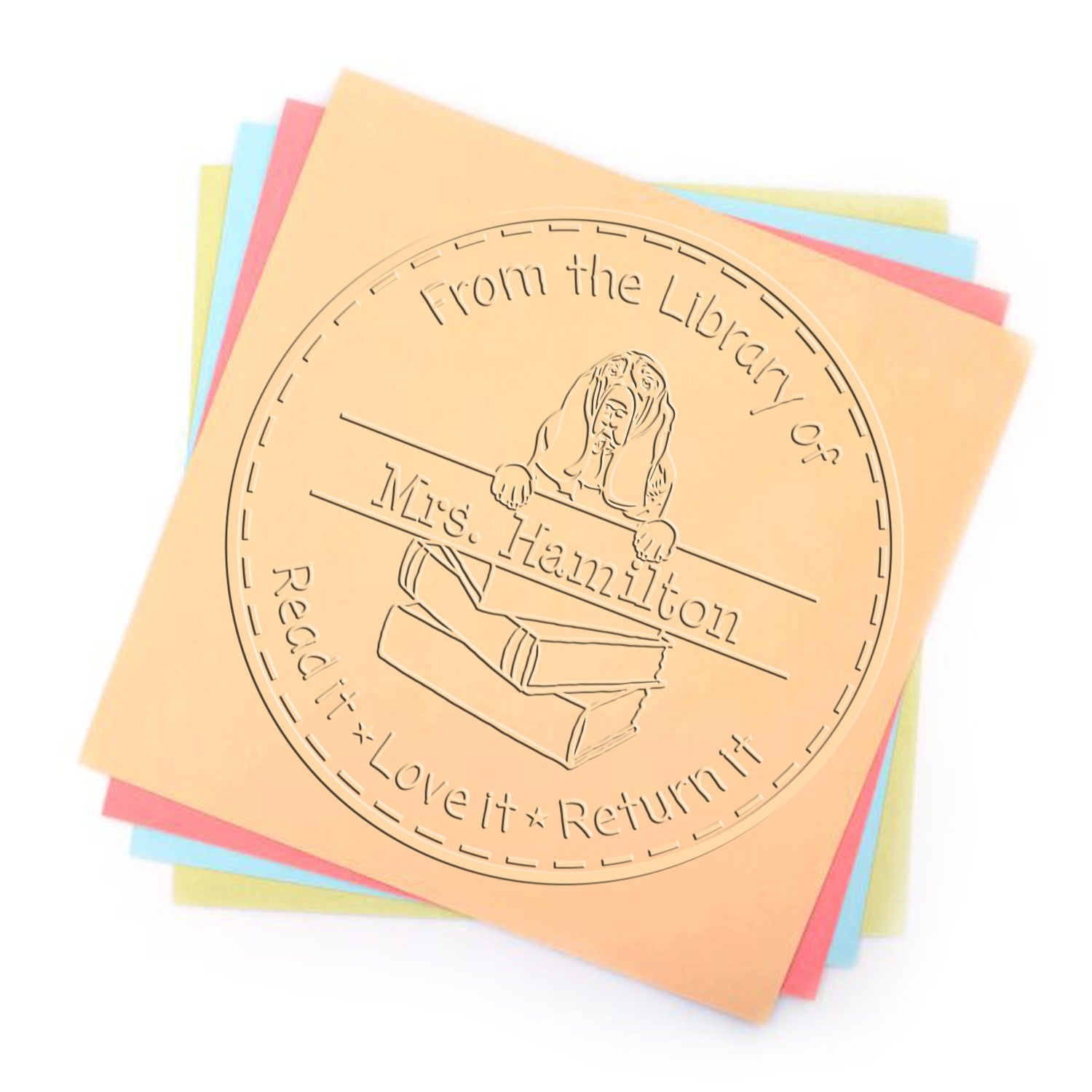 Basset Hound Dog Custom Book Ownership Tools Embossed Stamp - Engineer Seal Stamps